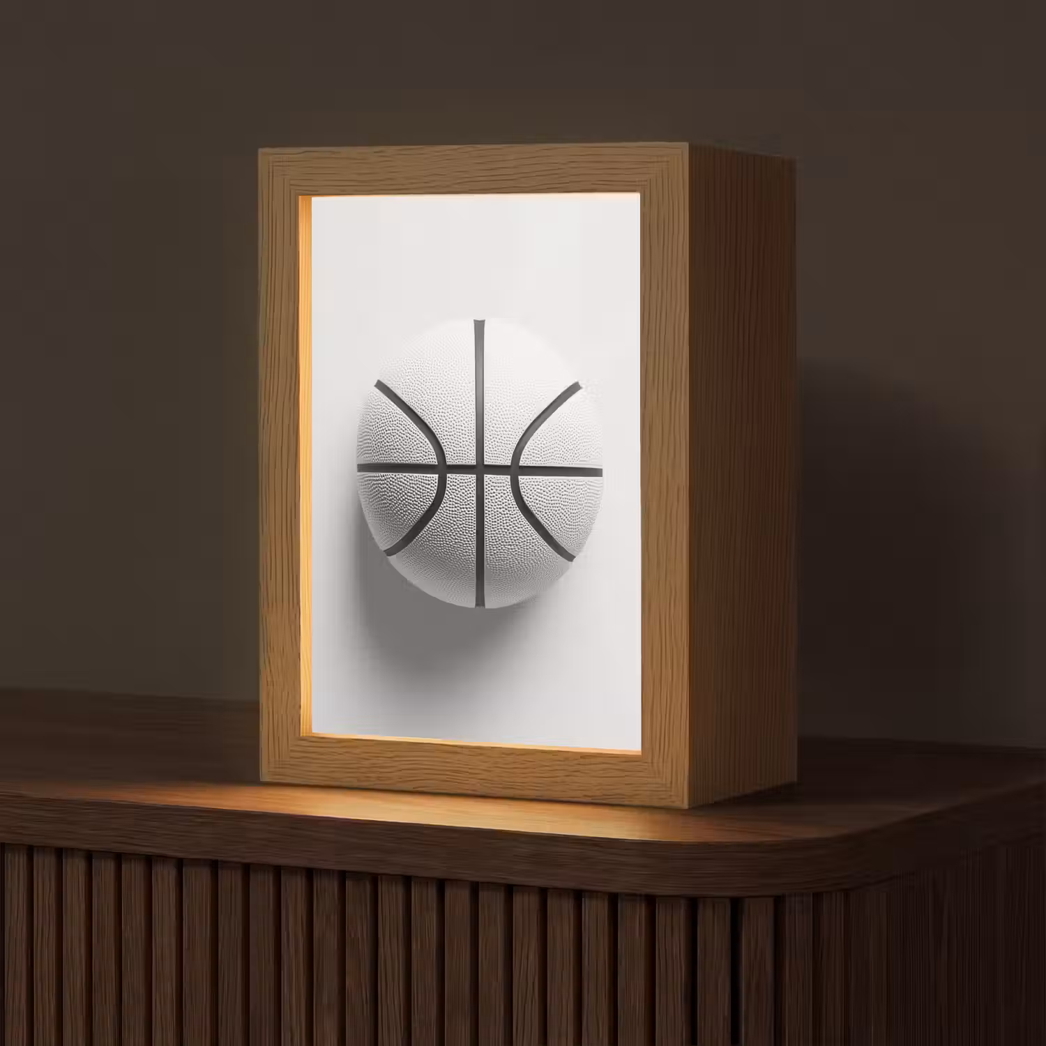Basketbal - Wit - Schaduw - Lijnen Light Box met kabel (Tafellamp) klein -z3d_website