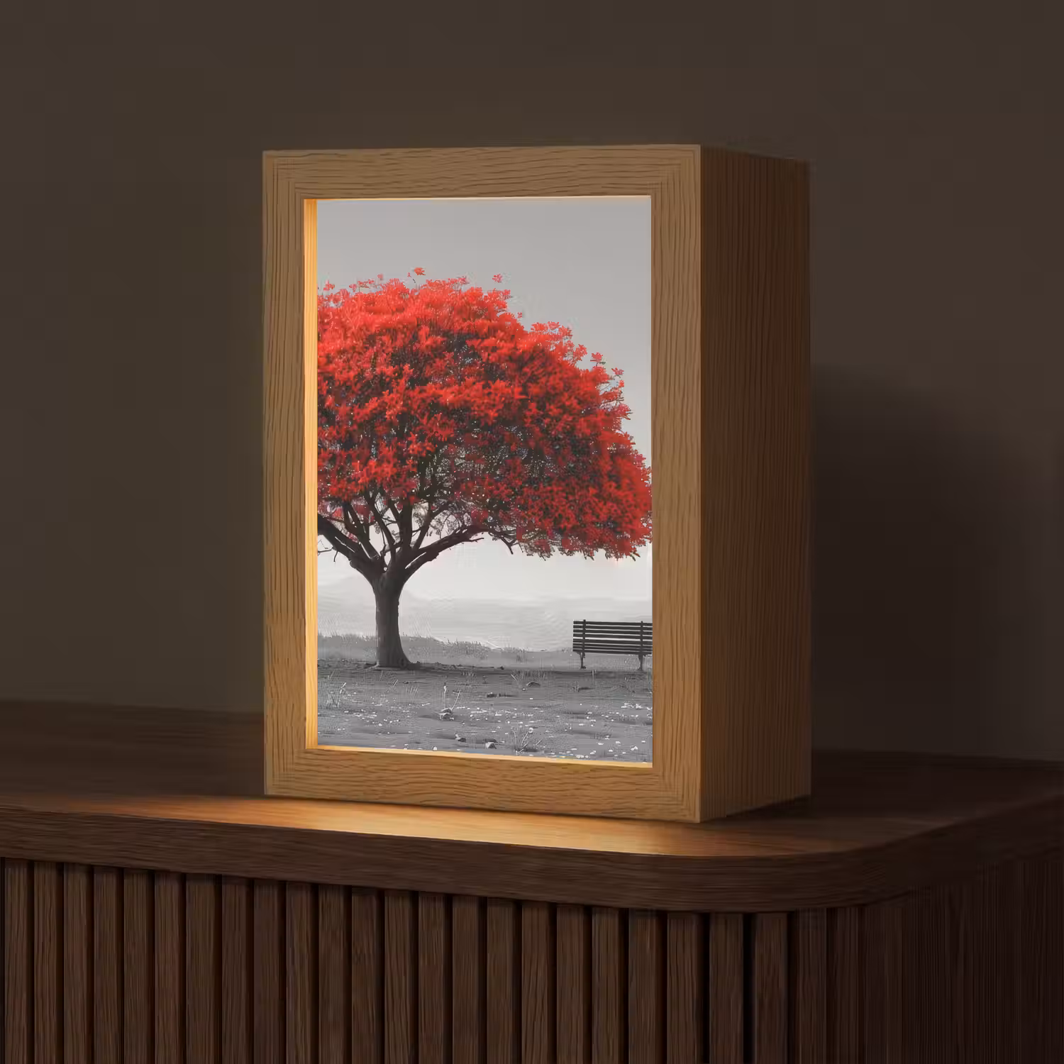 Boom - Rood - Natuur - Zwart wit Light Box met kabel (Tafellamp) klein -z3d_website