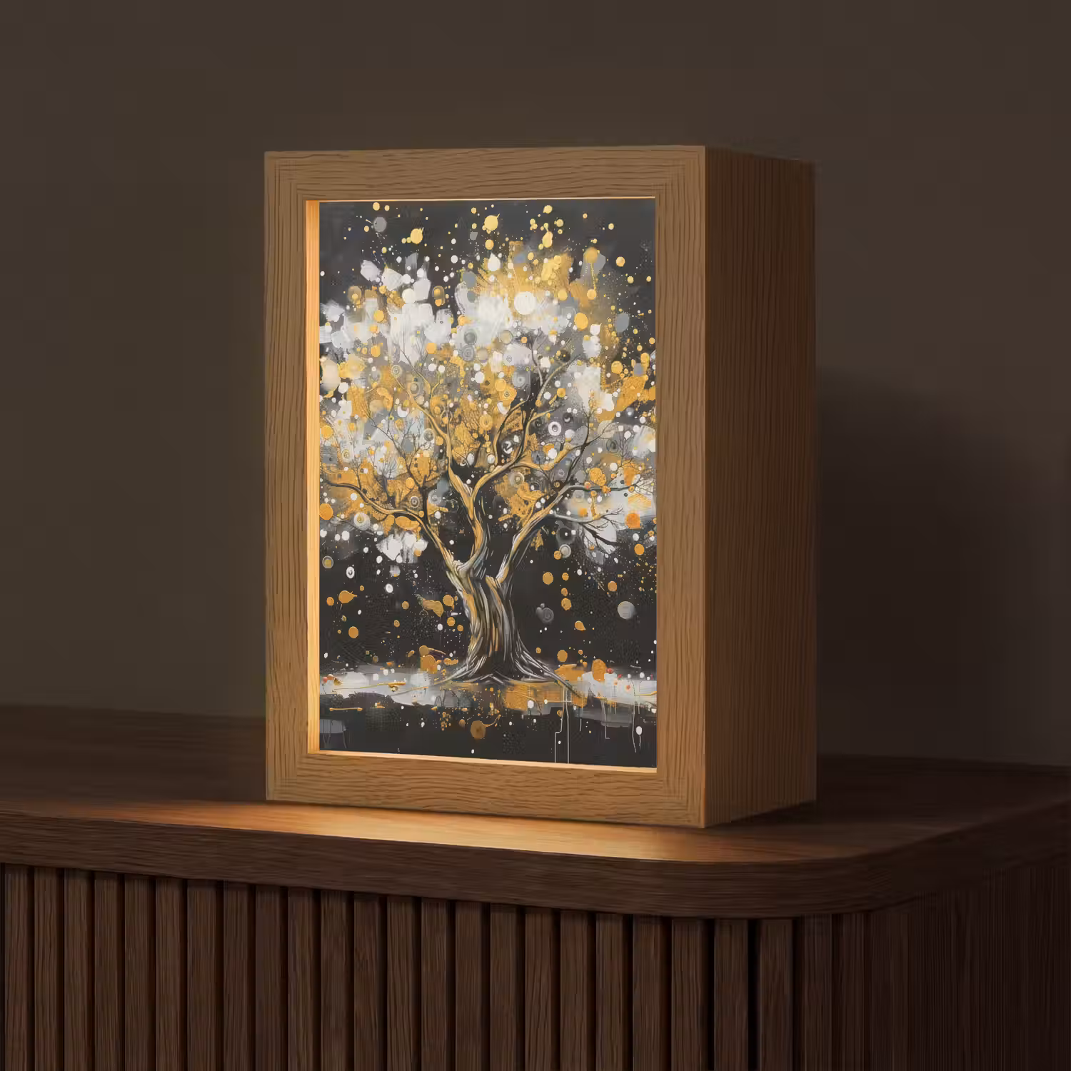 Boom - Zwart - Goud - Wit - Modern Light Box met kabel (Tafellamp) klein -z3d_website
