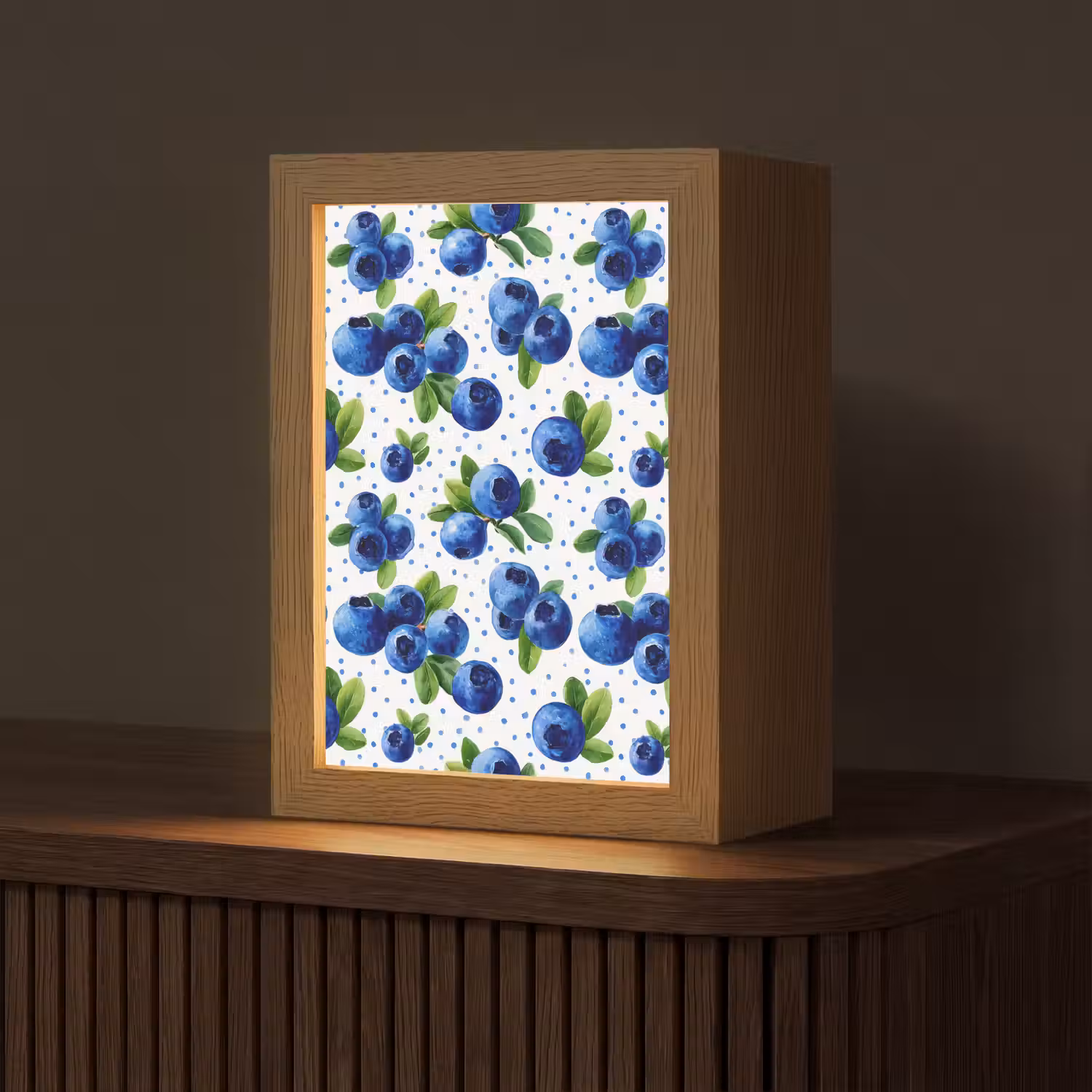 Bessen - Patroon - Blauw Light Box met kabel (Tafellamp) klein 925 -z3d_website