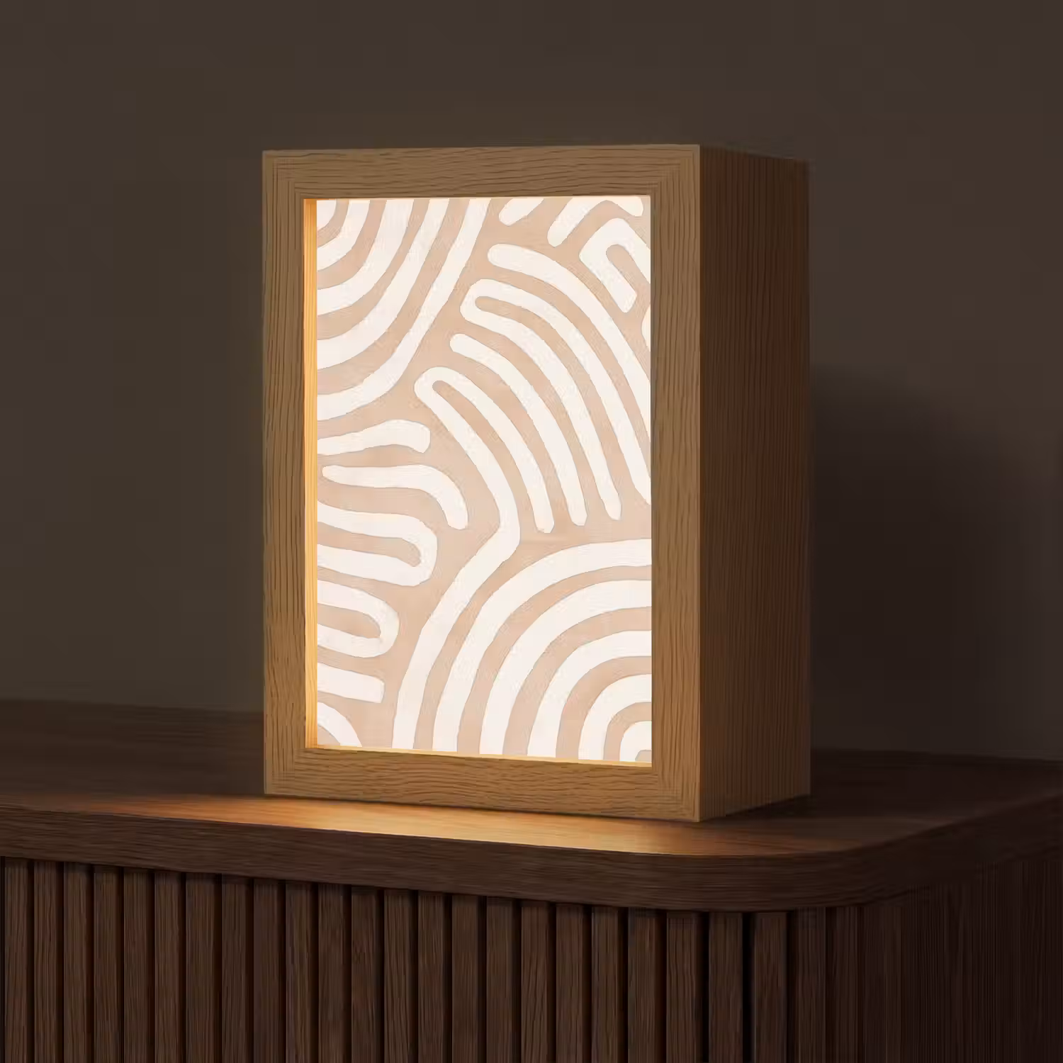 Beige - Aardspatroon Light Box met kabel (Tafellamp) klein -z3d_website