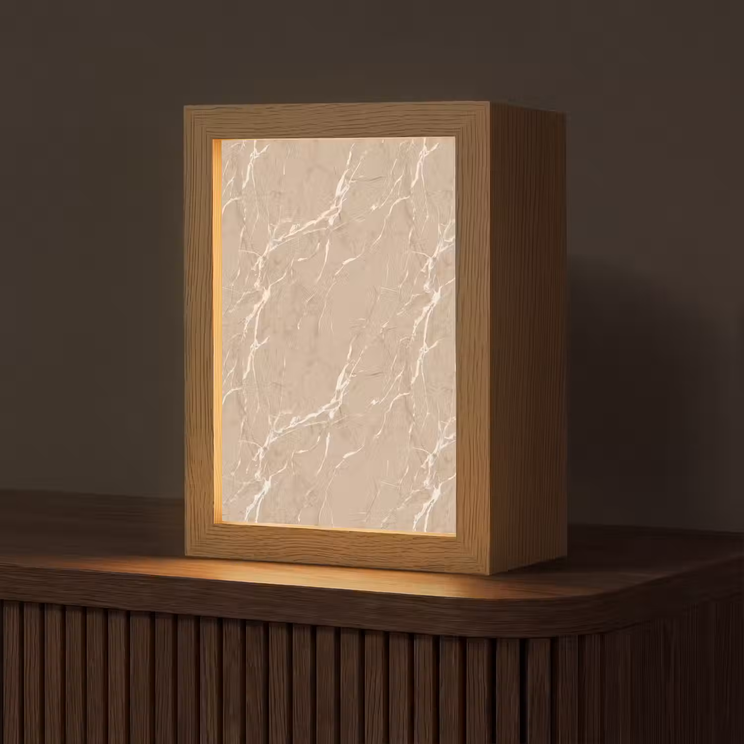 Beige - Marmer - Organisch - Wit Light Box met kabel (Tafellamp) klein 925 -z3d_website