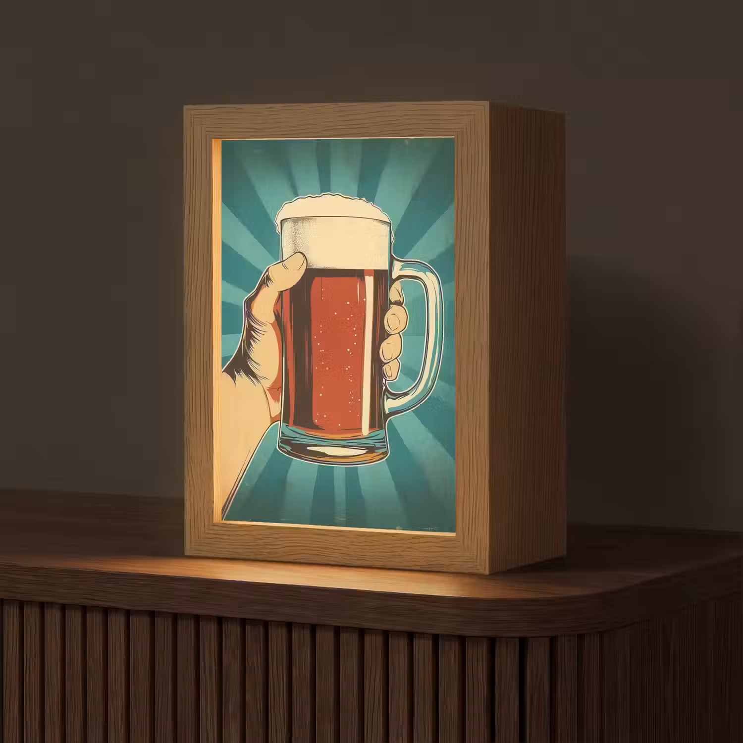 Bierglas - Schuim - Retro - Groen Light Box met kabel (Tafellamp) klein -z3d_website