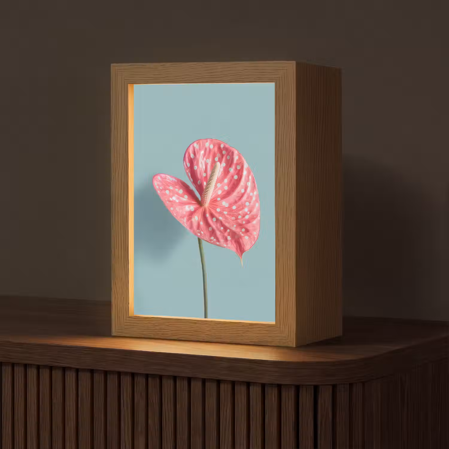 Blad - Anthurium - Stippen - Roze Light Box met kabel (Tafellamp) klein -z3d_website