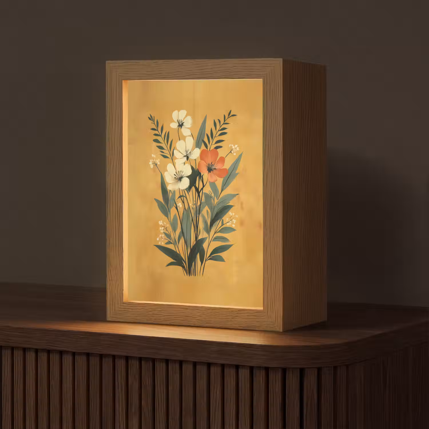 Bladeren - Boeket - Bloemen - Geel Light Box met kabel (Tafellamp) klein -z3d_website