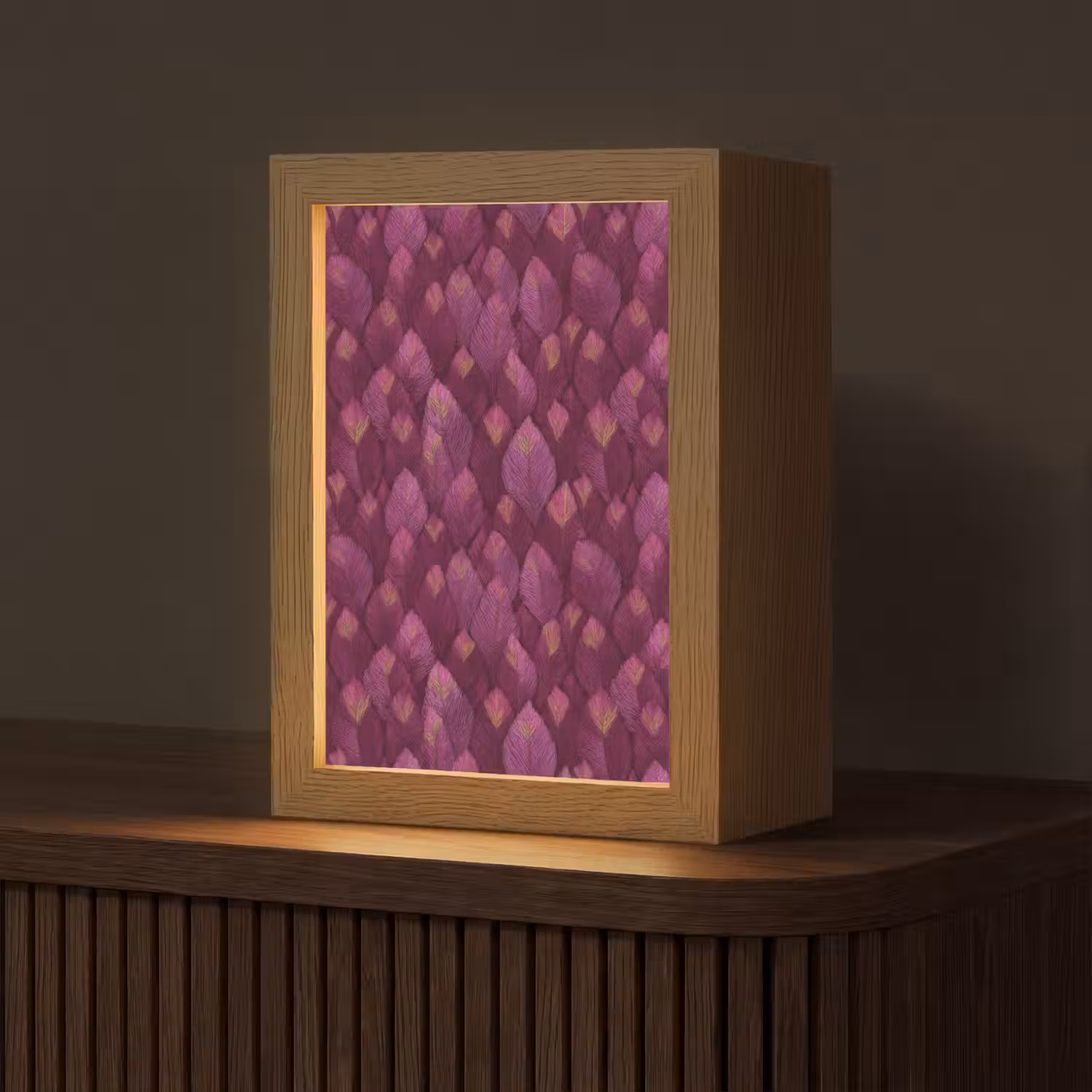 Bladeren - Patroon - Burgundy Light Box met kabel (Tafellamp) klein 925 -z3d_website