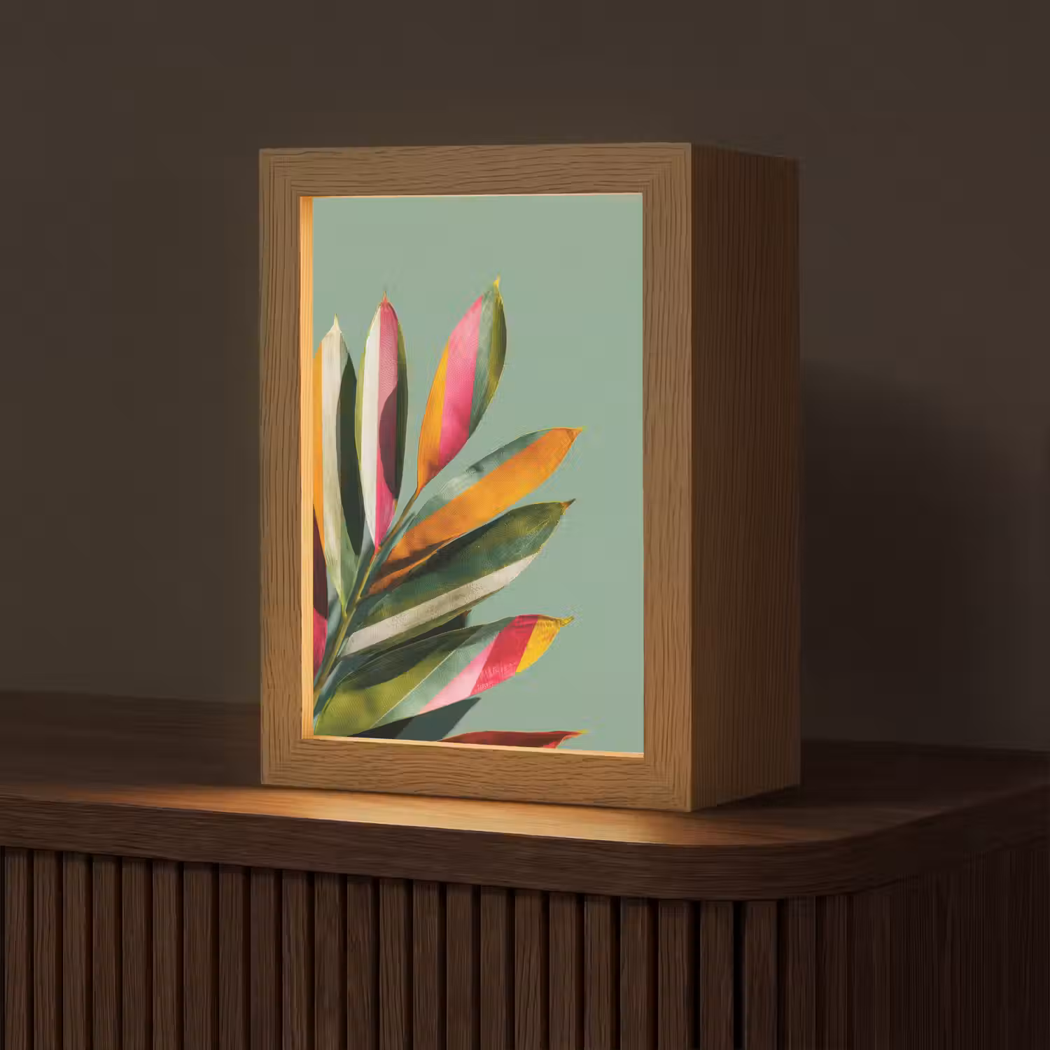 Bladeren - Tak - Kleurrijk Light Box met kabel (Tafellamp) klein -z3d_website
