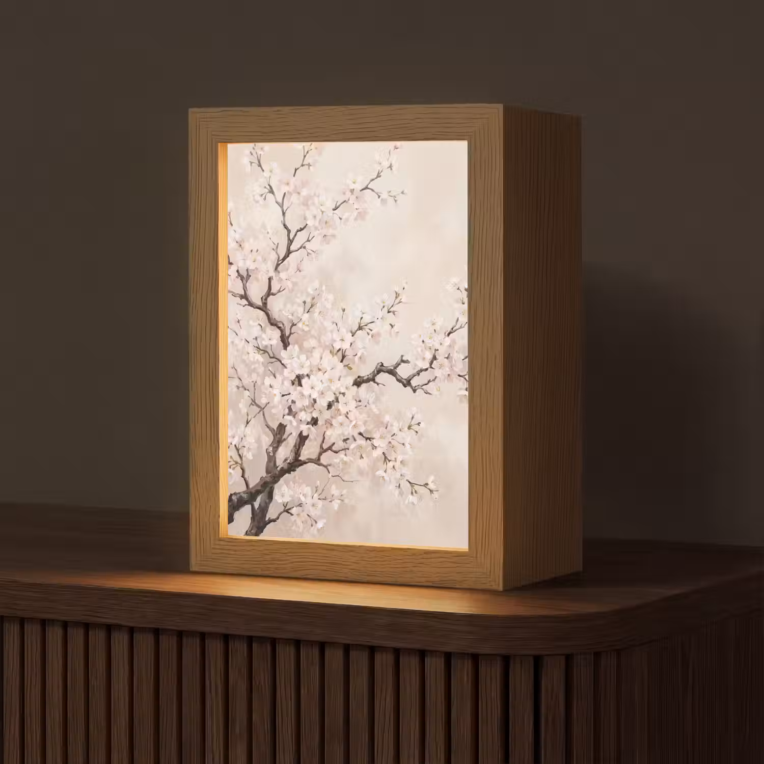 Bloesem - Illustratie - Taupe Light Box met kabel (Tafellamp) klein -z3d_website
