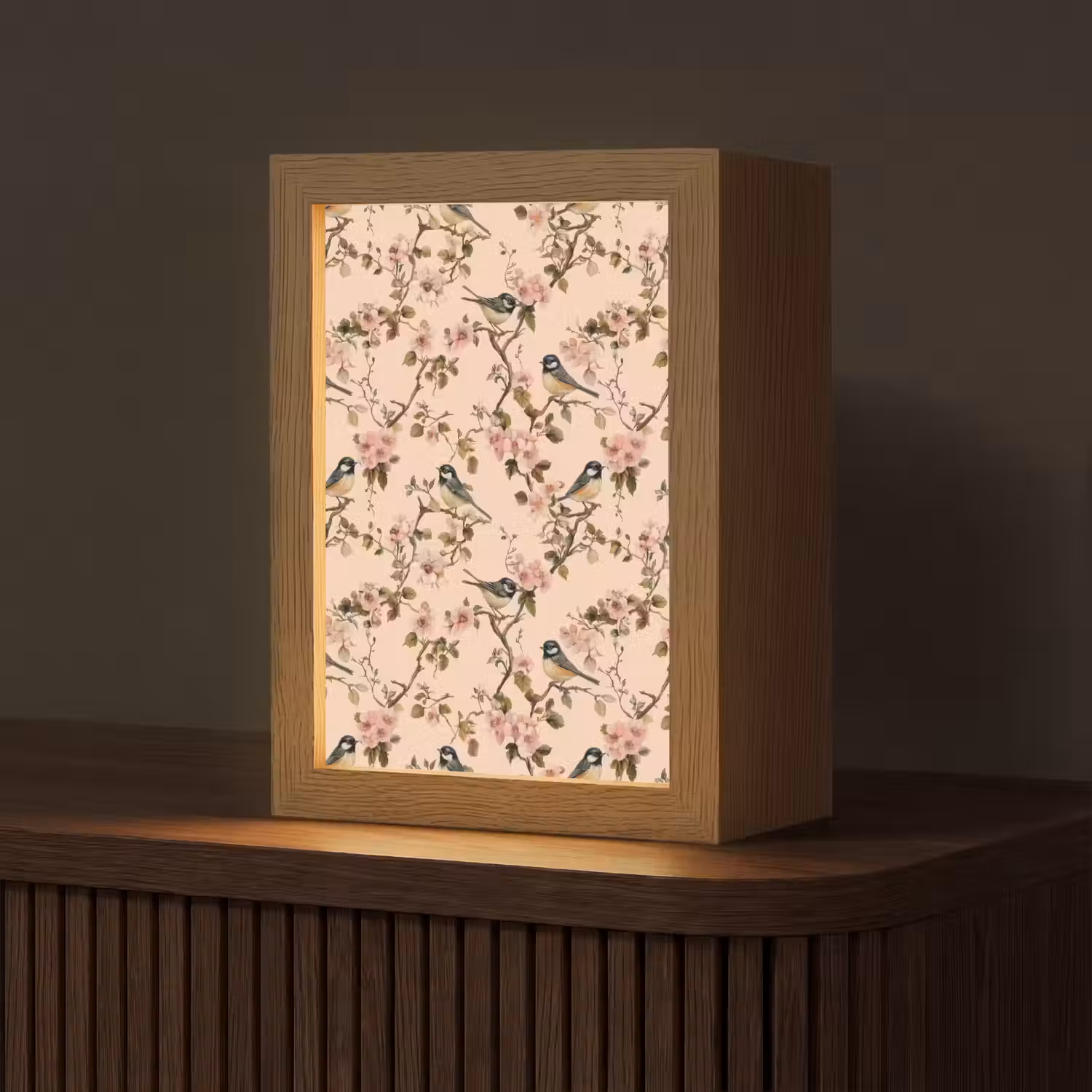 Bloesem - Koolmees - Roze Light Box met kabel (Tafellamp) klein 925 -z3d_website