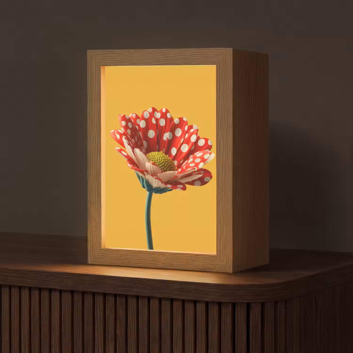 Bloem - Rood - Stippen Light Box met kabel (Tafellamp) klein -z3d_website