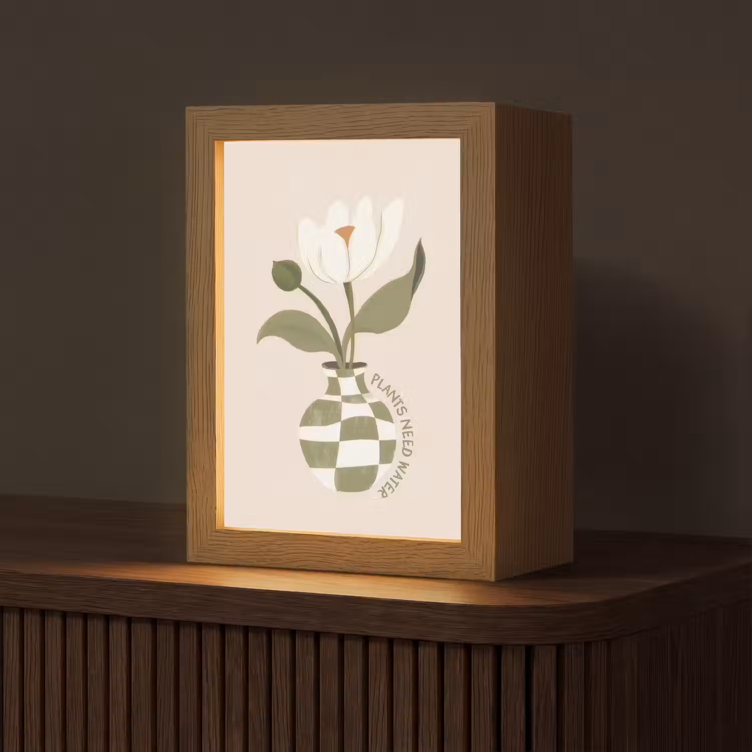 Bloem - Wit - Vaas - Quote Light Box met kabel (Tafellamp) klein -z3d_website
