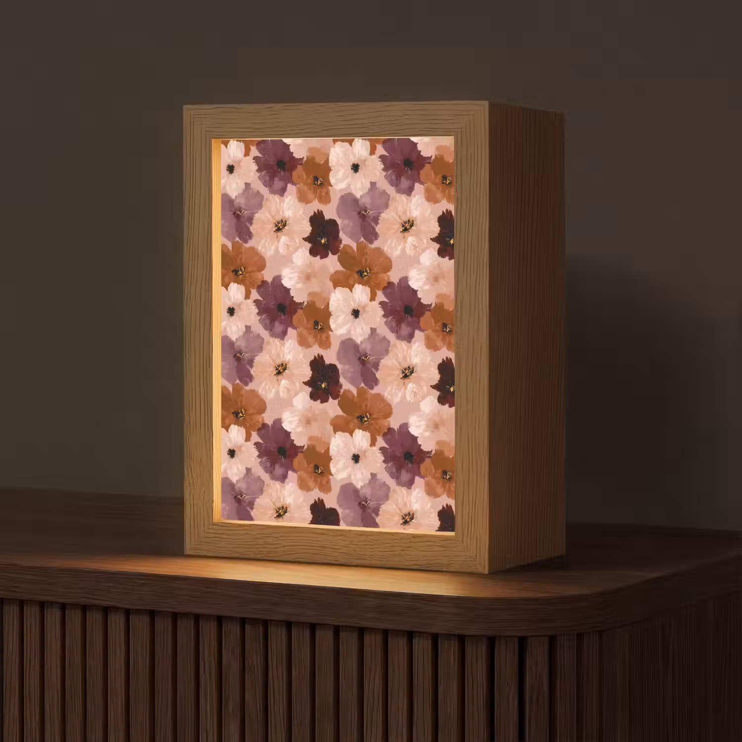 Bloemen - Abstract - Aardetinten Light Box met kabel (Tafellamp) klein 925 -z3d_website
