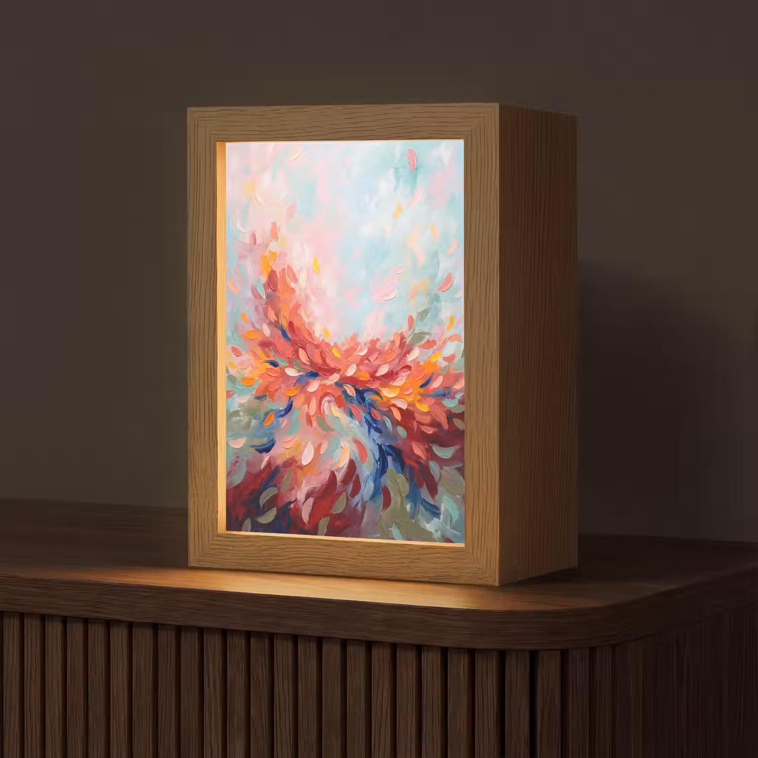 Bloemen - Abstract - Kunst - Modern Light Box met kabel (Tafellamp) klein -z3d_website