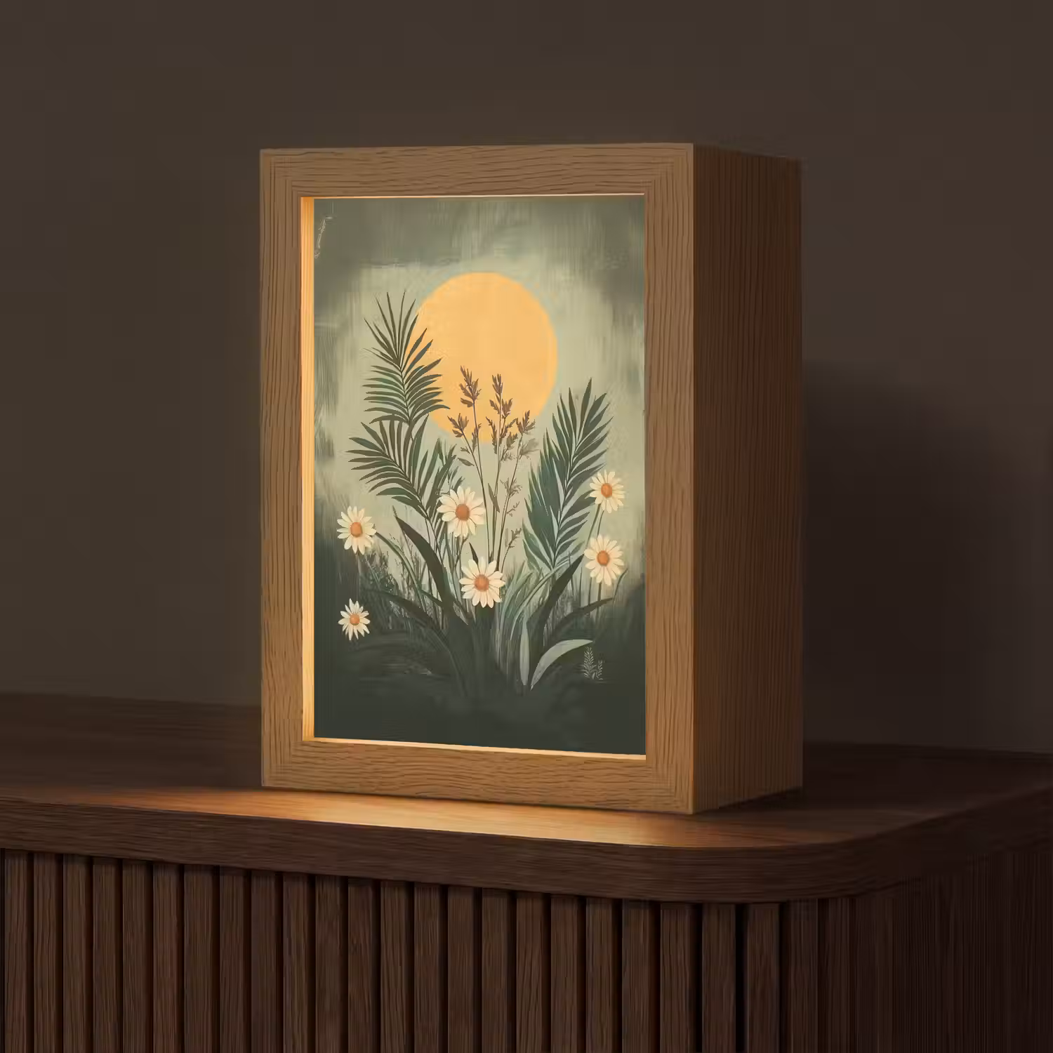 Bloemen - Bladeren - Zon - Groen Light Box met kabel (Tafellamp) klein -z3d_website