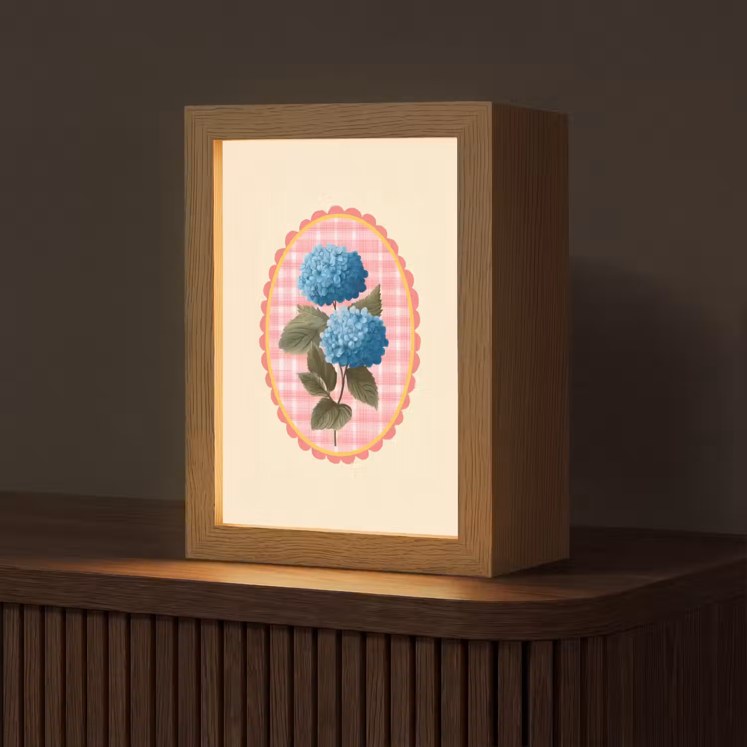 Bloemen - Blauw - Lijst - Bladeren Light Box met kabel (Tafellamp) klein -z3d_website
