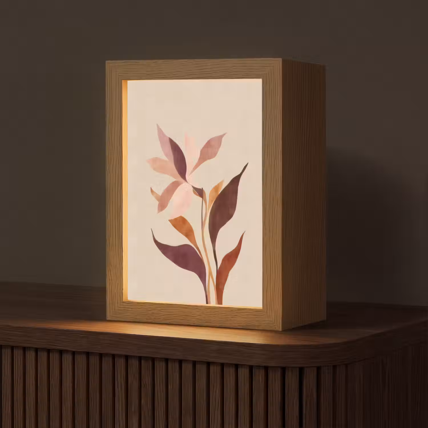 Bloemen - Blaadjes - Minimalistisch - Roze Light Box met kabel (Tafellamp) klein -z3d_website