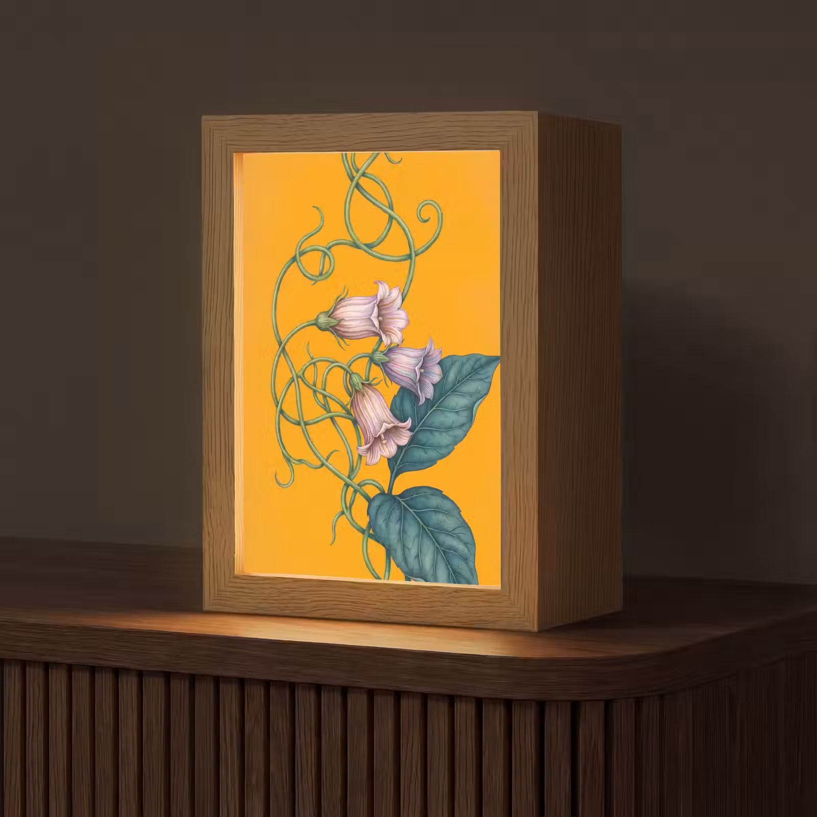 Tischlampe - Blumen – Botanik – Gelb - Bloemen - Botanisch - Geel Light Box met kabel (Tafellamp) klein