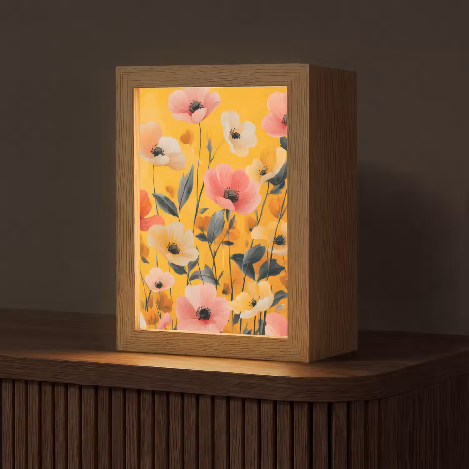Bloemen - Veld - Geel Light Box met kabel (Tafellamp) klein -z3d_website