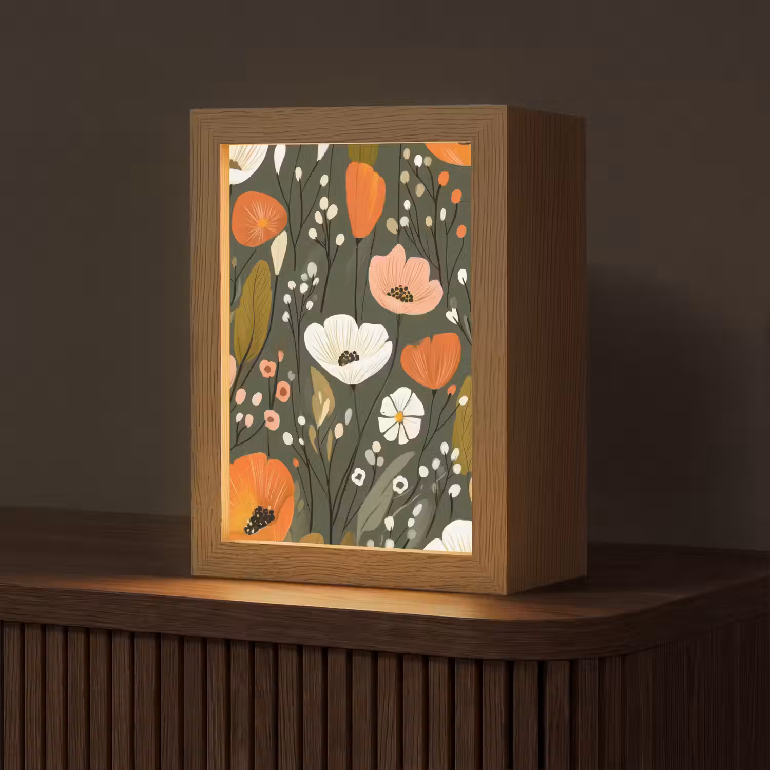 Bloemen - Illustratie - Groen Light Box met kabel (Tafellamp) klein -z3d_website
