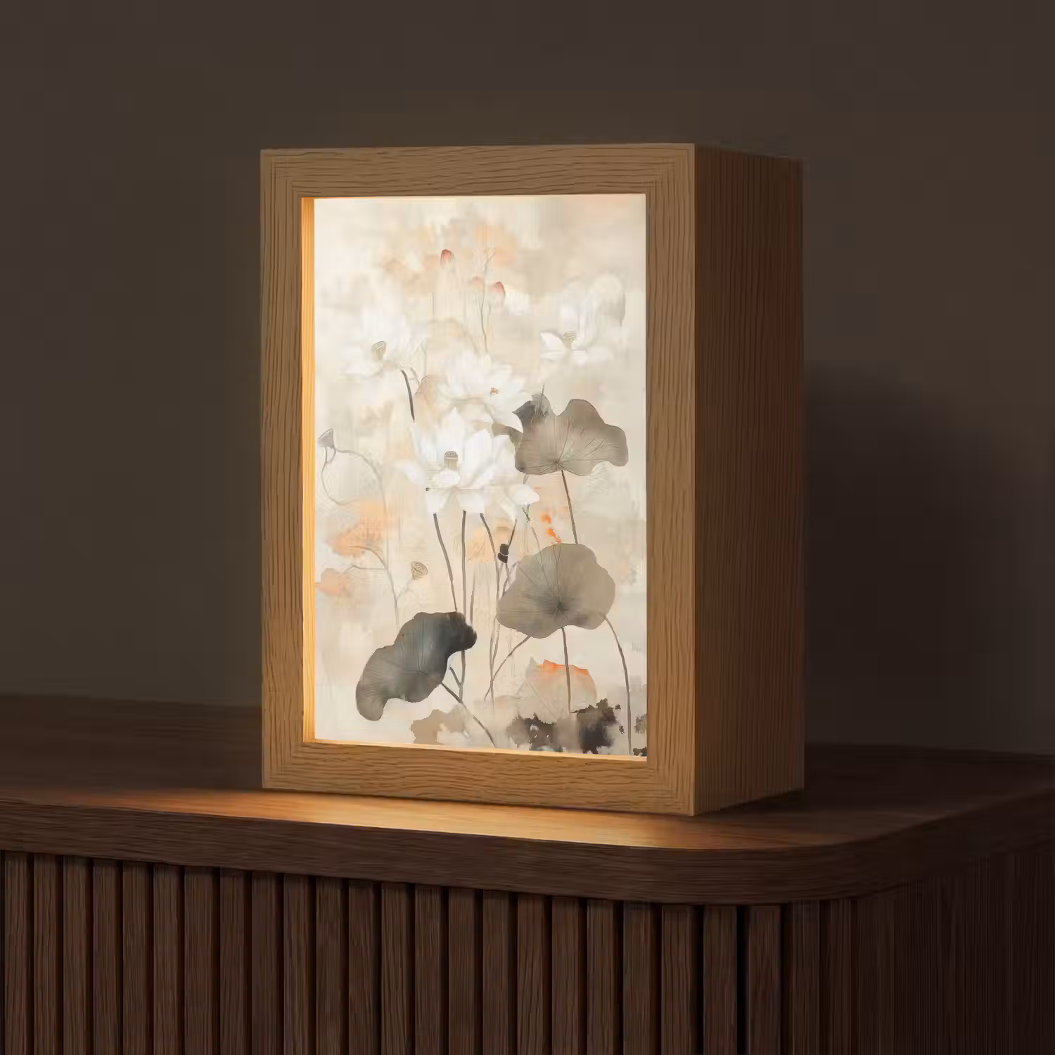 Bloemen - Japandi - Wabi sabi Light Box met kabel (Tafellamp) klein -z3d_website
