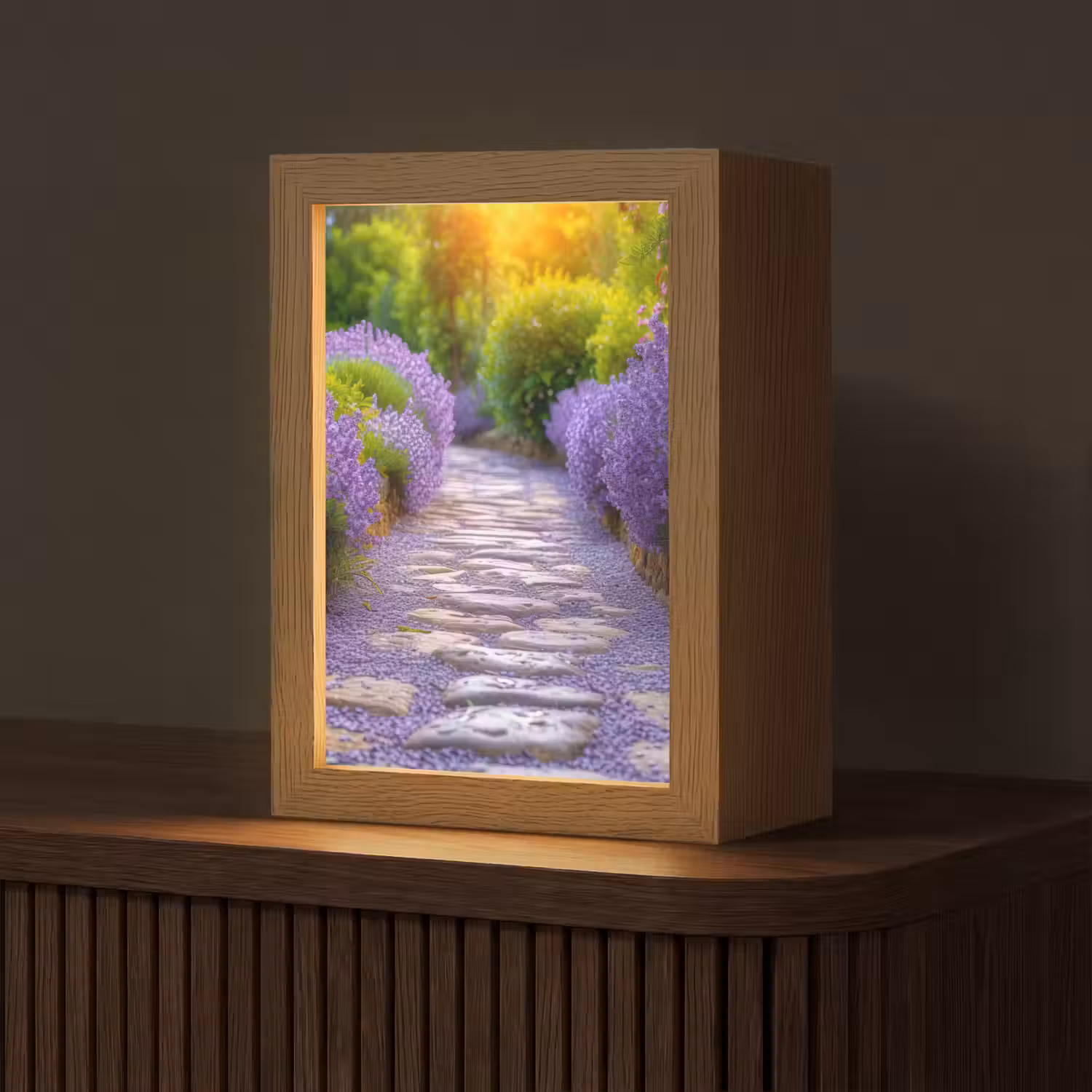 Bloemen - Pad - lavendel - Tuin Light Box met kabel (Tafellamp) klein -z3d_website