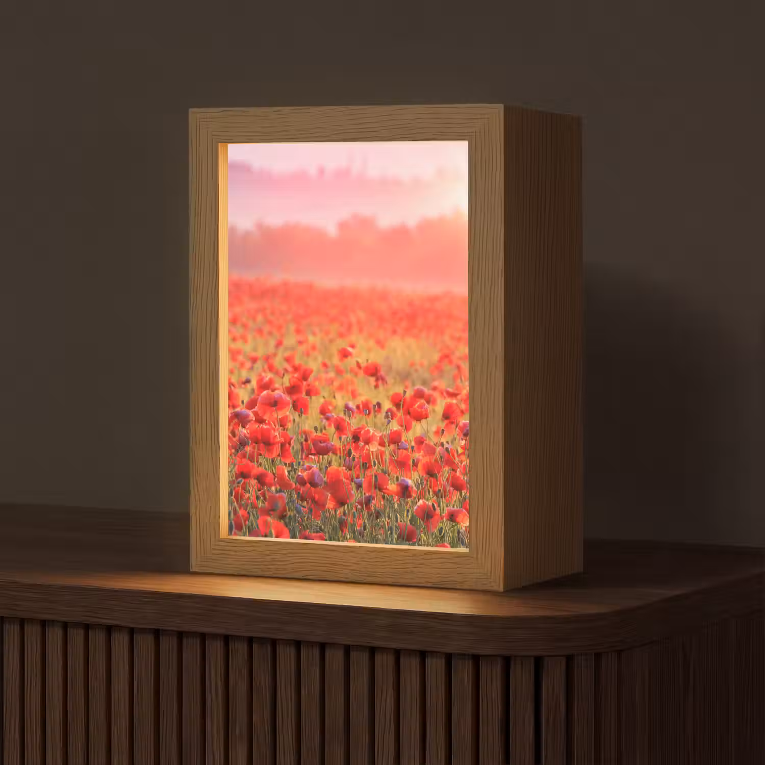 Bloemen - Klaprozen - Rood - Bloemenveld Light Box met kabel (Tafellamp) klein -z3d_website