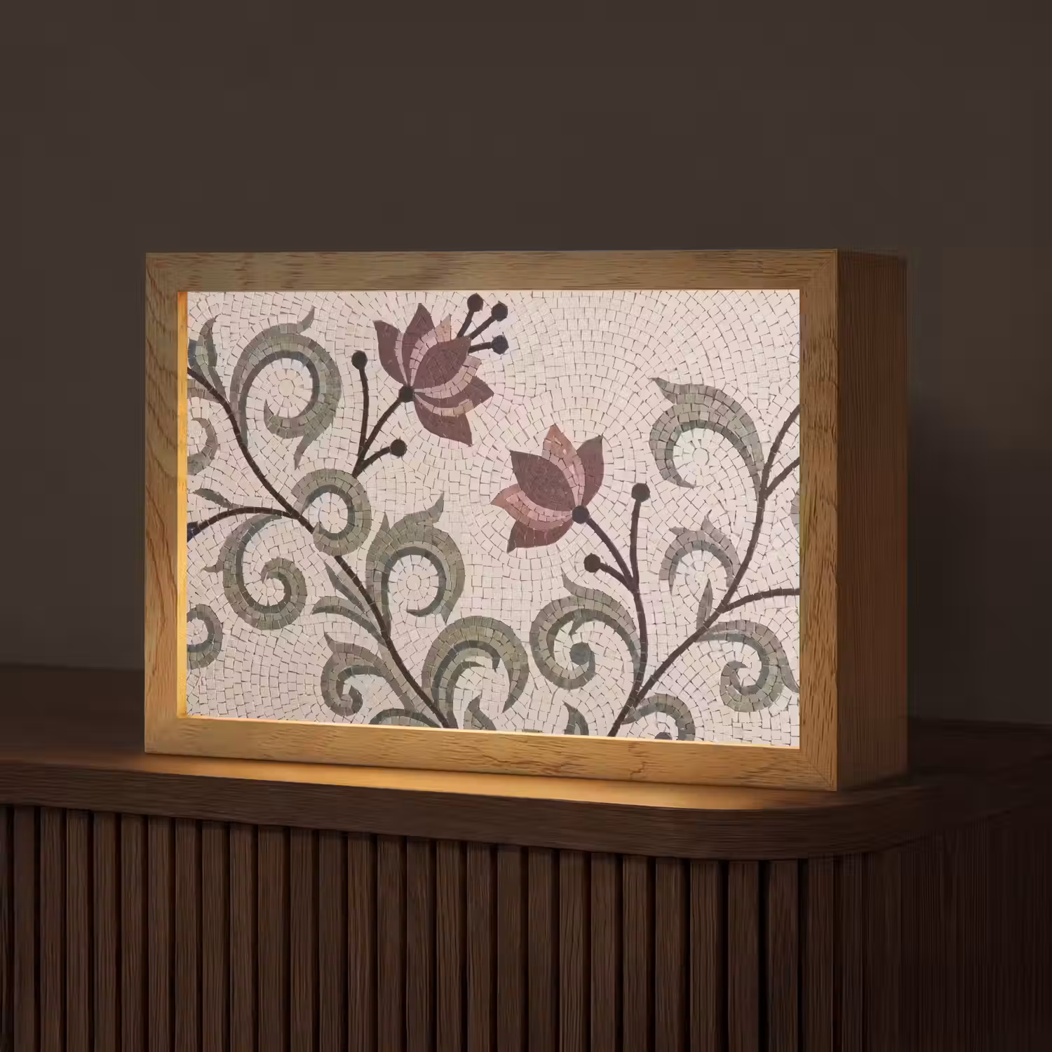 Bloemen - Mozaïek - Patroon - Abstract - Groen Light Box met kabel (Tafellamp) klein -z3d_website