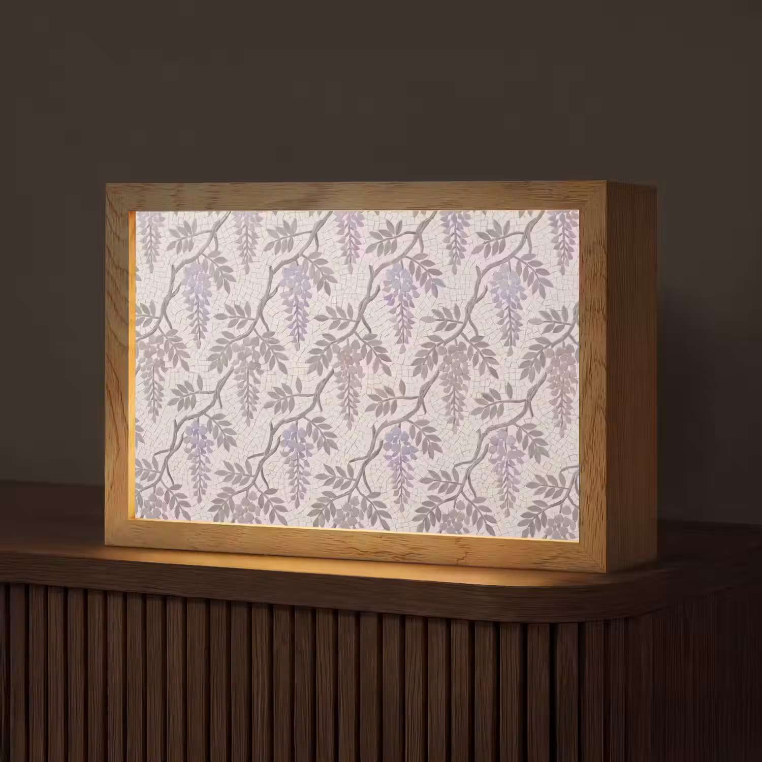 Bloemen - Mozaïek - Natuur - Patroon - Paars Light Box met kabel (Tafellamp) klein -z3d_website