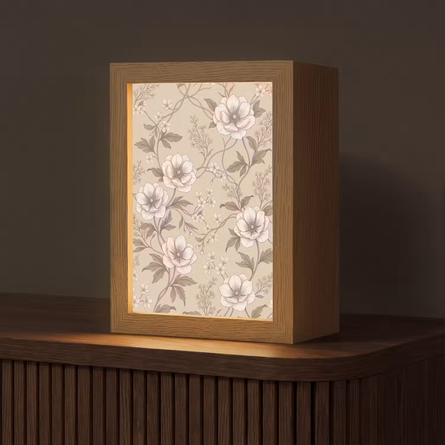 Bloemen - Patroon - Beige Light Box met kabel (Tafellamp) klein -z3d_website