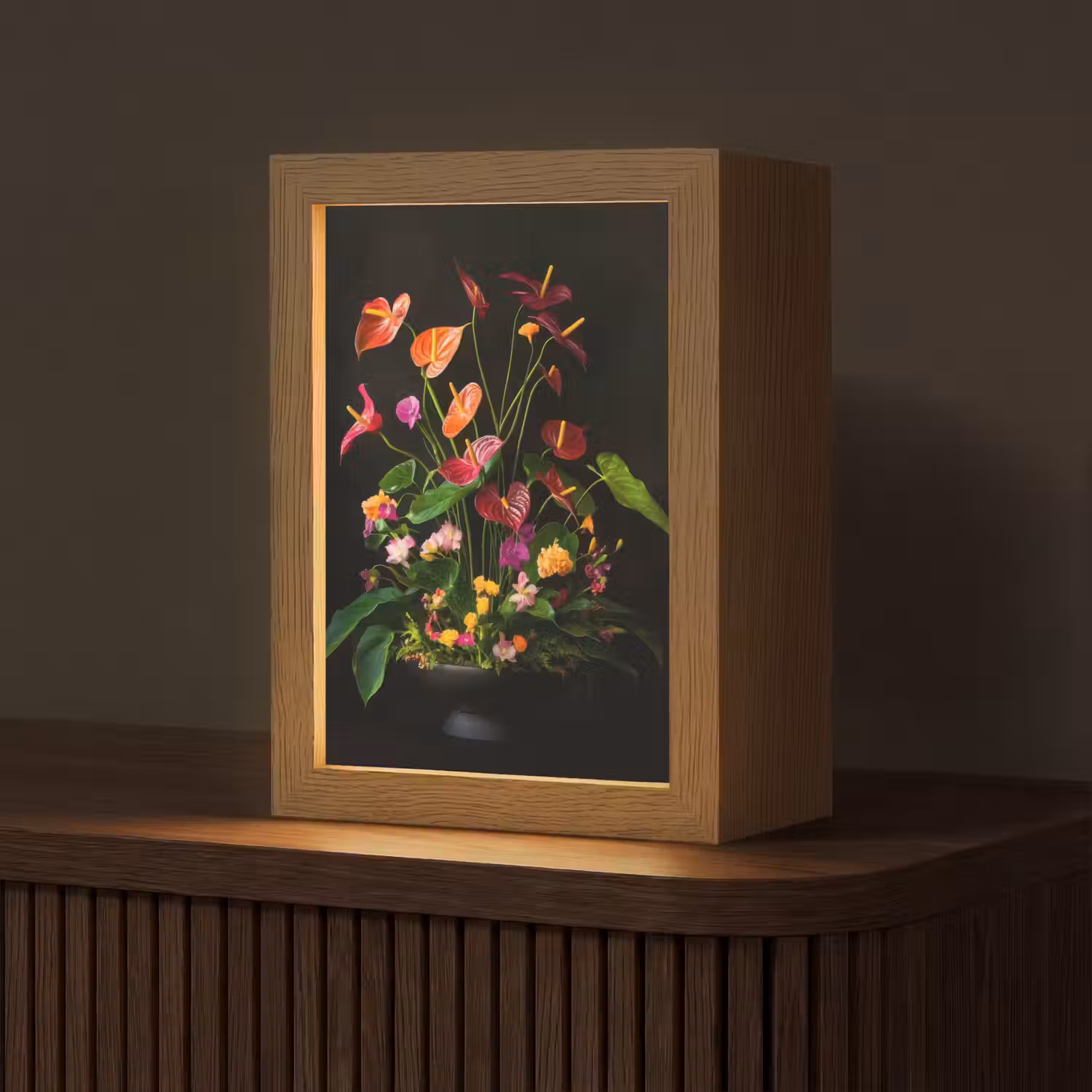 Bloemen - Vaas - Kleurrijk Light Box met kabel (Tafellamp) klein -z3d_website