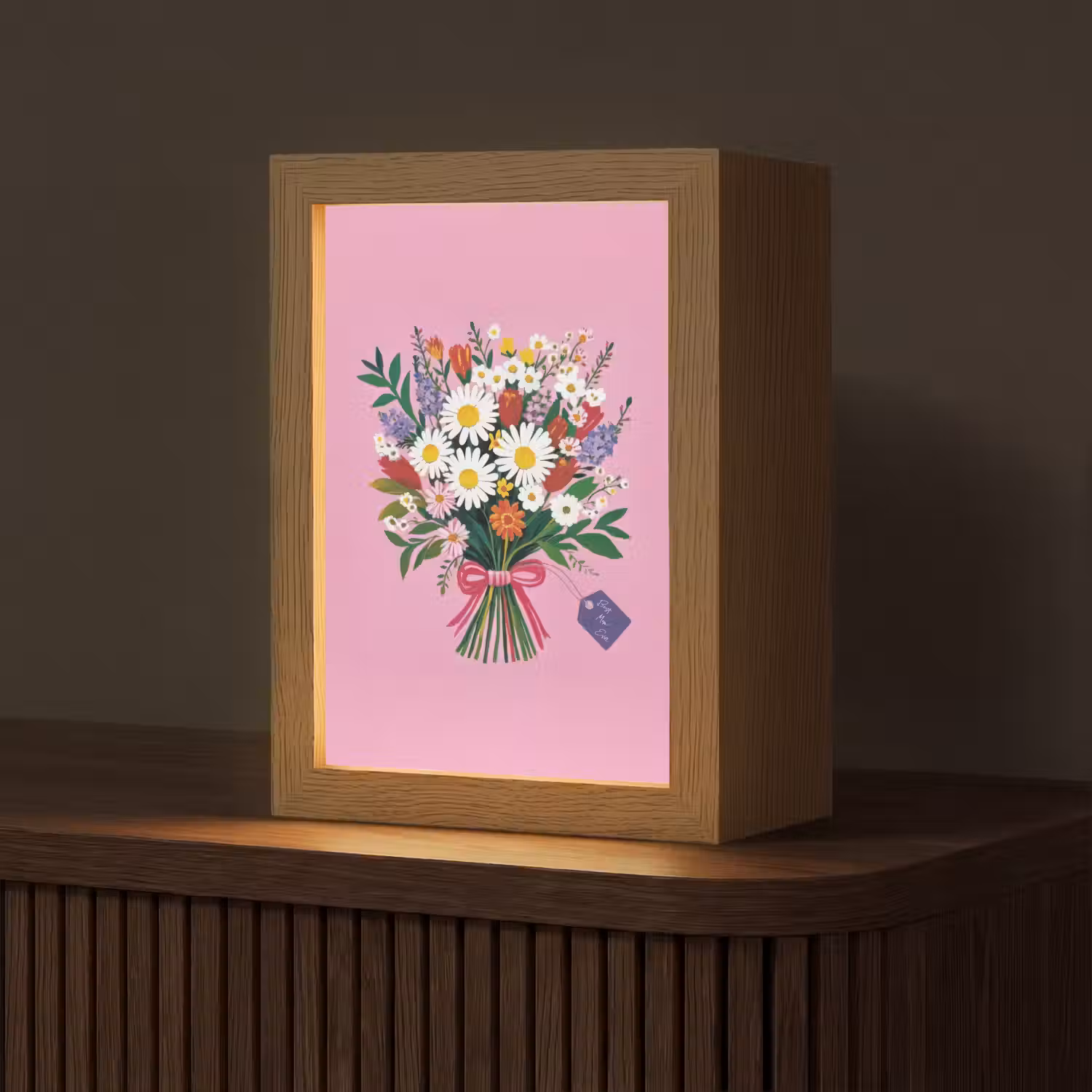 Bloemen - Quote - Kaartje - Kleurrijk Light Box met kabel (Tafellamp) klein -z3d_website