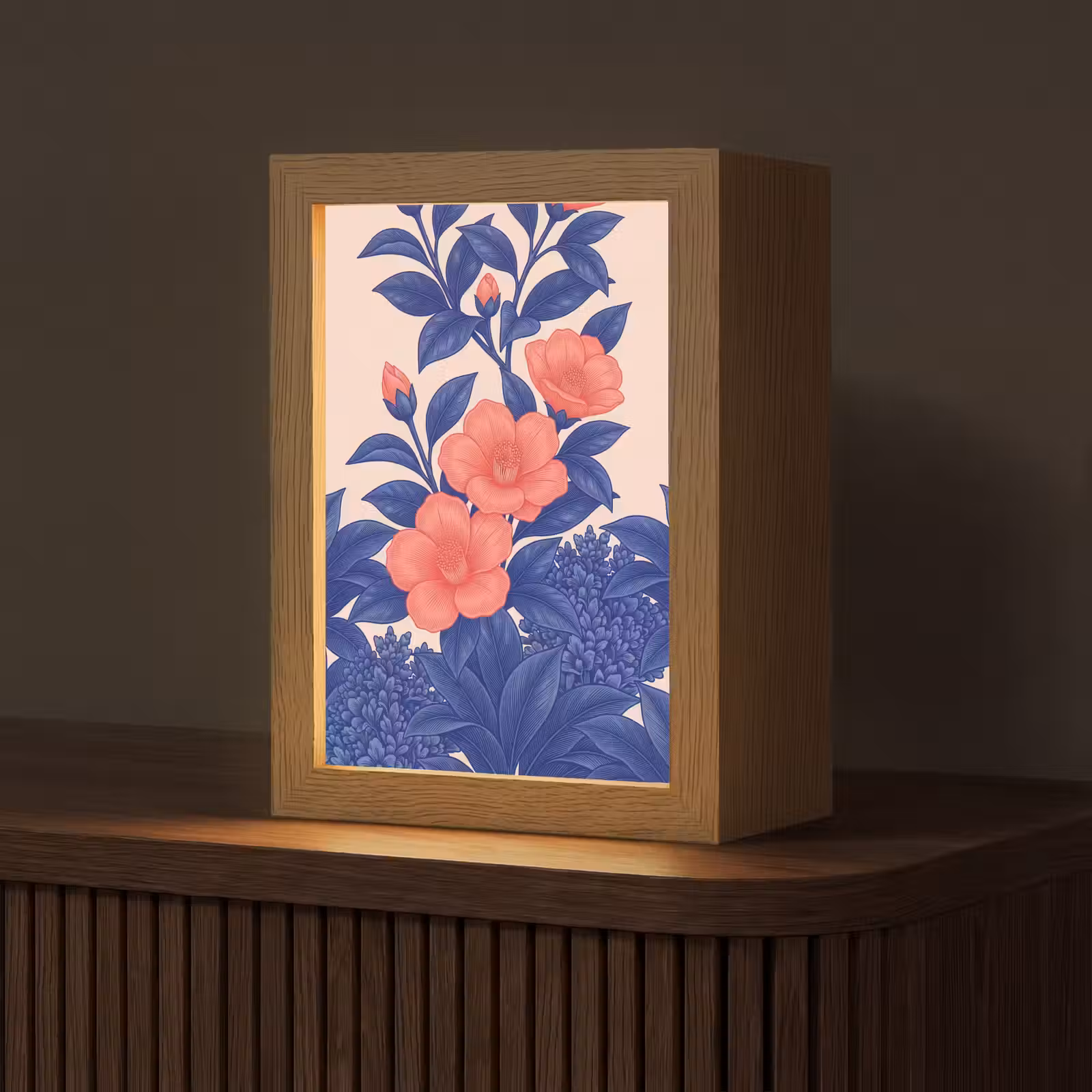 Tischlampe - Blüten – Blätter – Botanik - Bloemen - Bladeren - Botanisch Light Box met kabel (Tafellamp) klein