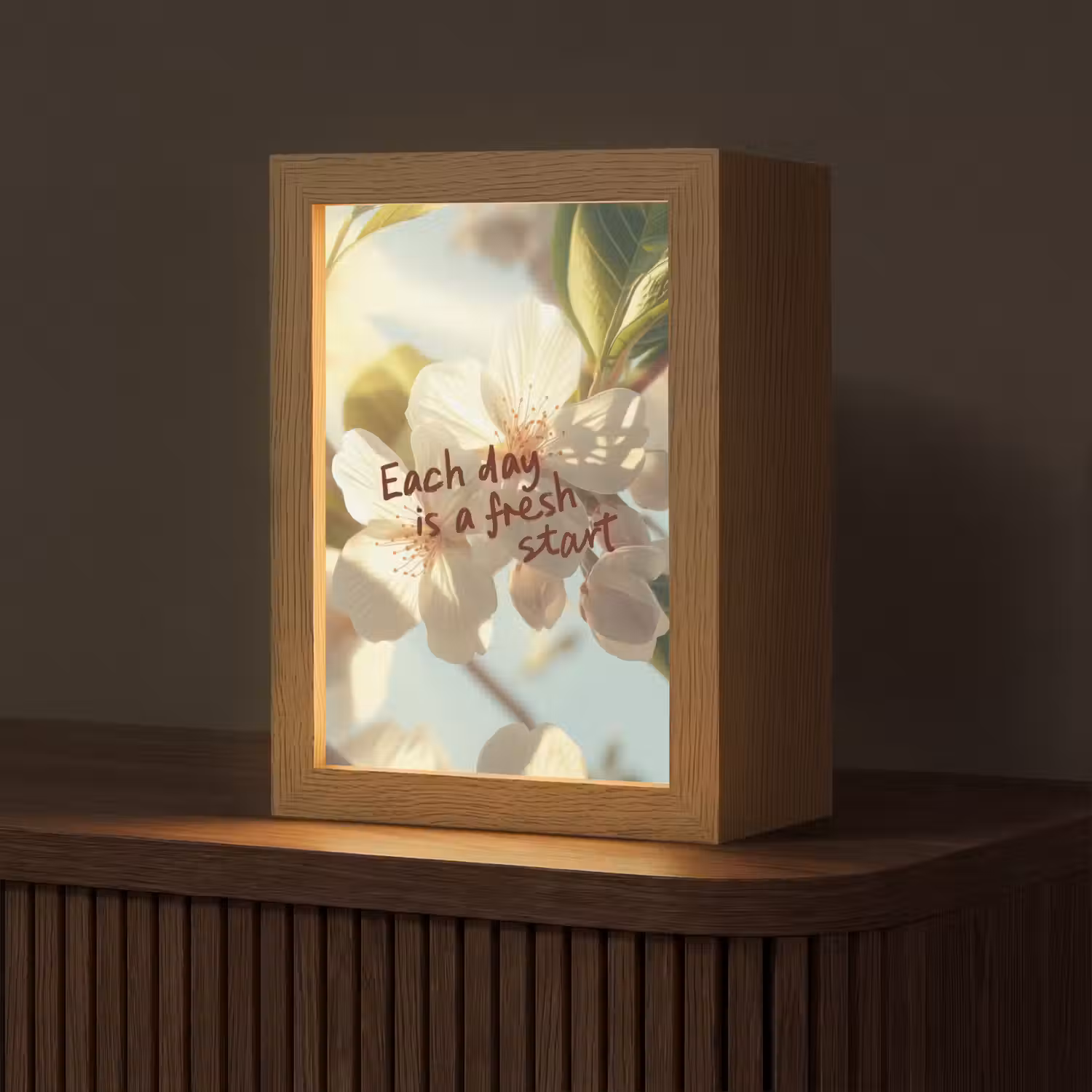 Bloesems - Zonlicht - Quote - Wit Light Box met kabel (Tafellamp) klein -z3d_website