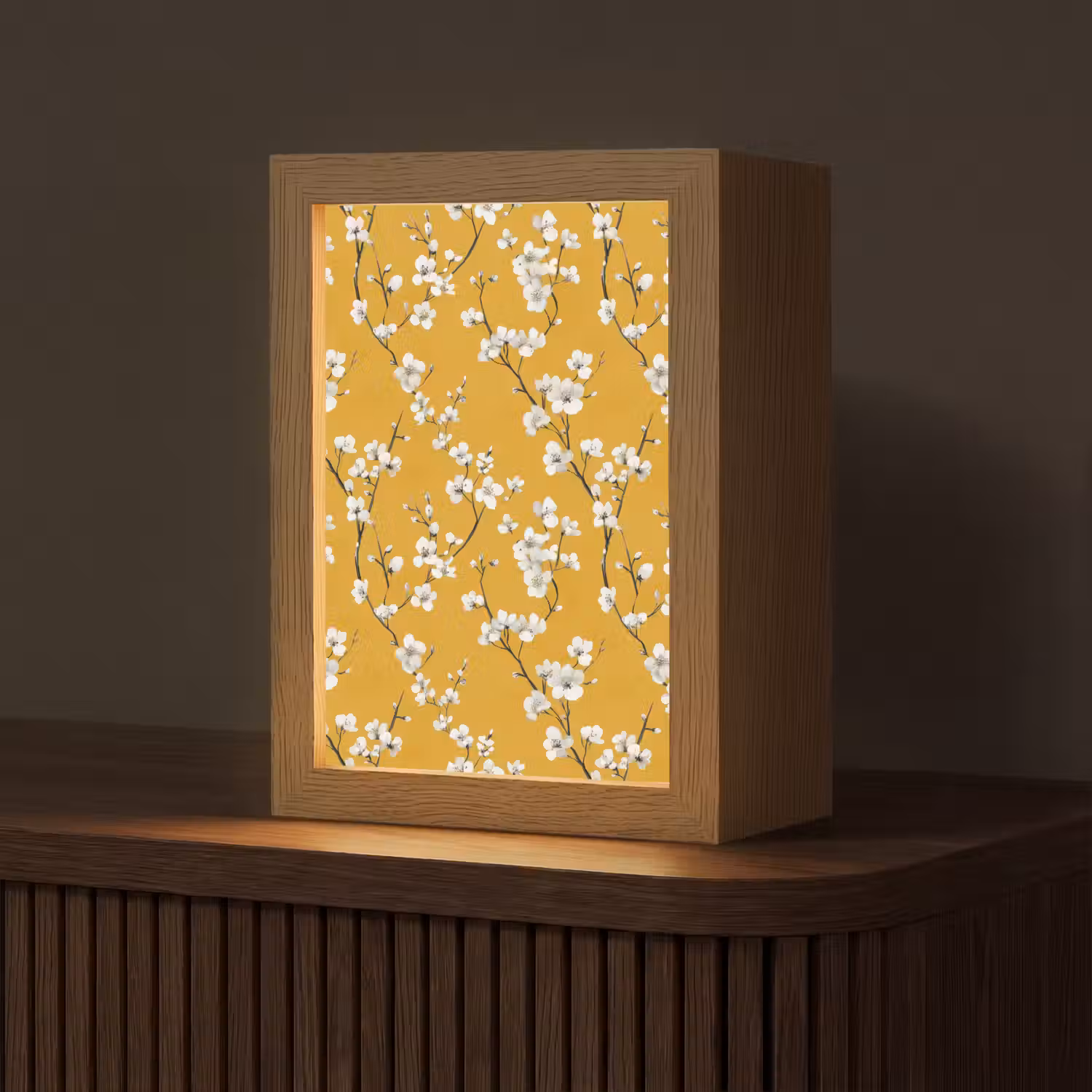 Bloesemtak - Aquarel - Geel Light Box met kabel (Tafellamp) klein 925 -z3d_website