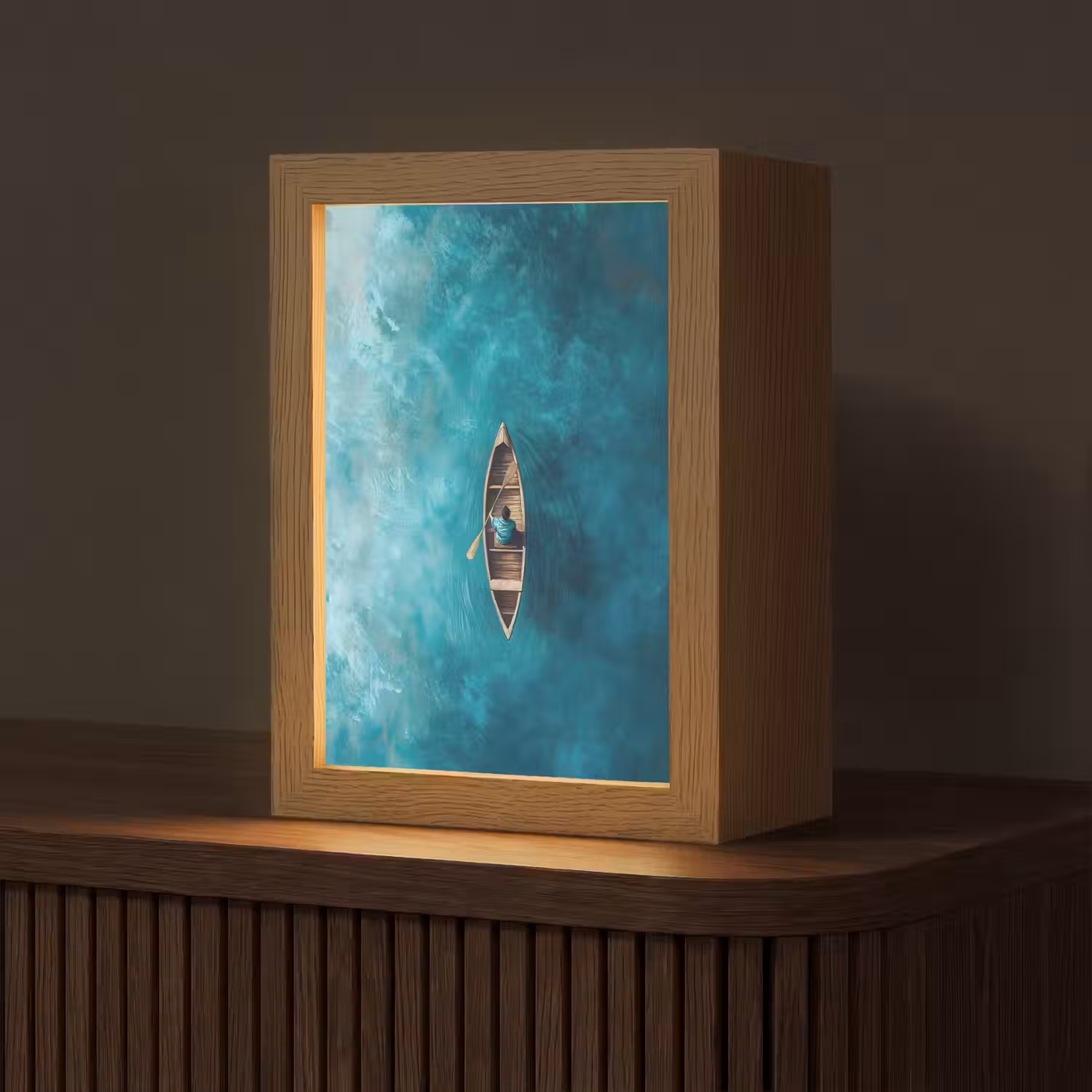 Bootje - Water - Blauw Light Box met kabel (Tafellamp) klein -z3d_website