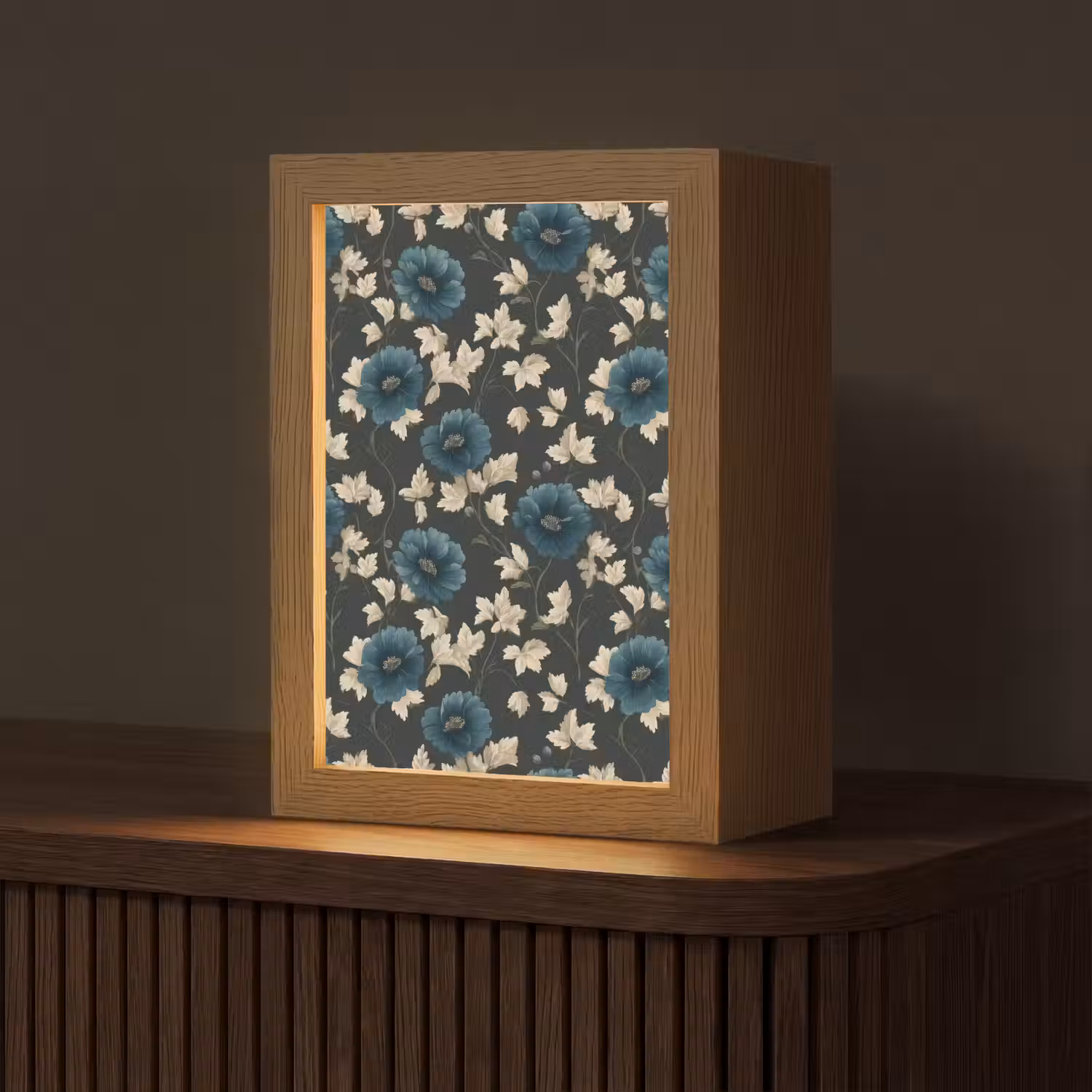 Botanisch - Bloemen - Blauw Light Box met kabel (Tafellamp) klein 925 -z3d_website