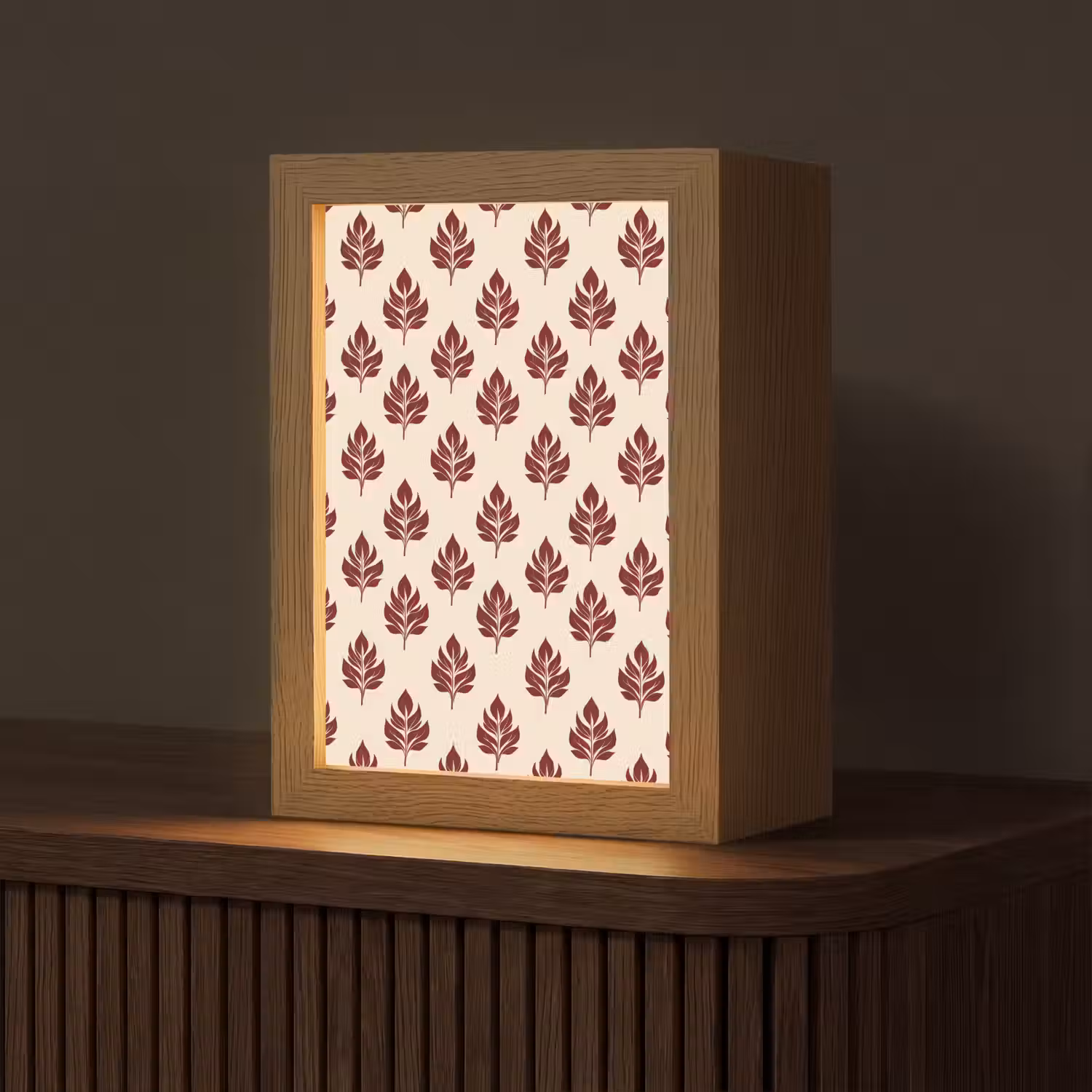 Botanisch - Patroon - Bordeaux Light Box met kabel (Tafellamp) klein 925 -z3d_website