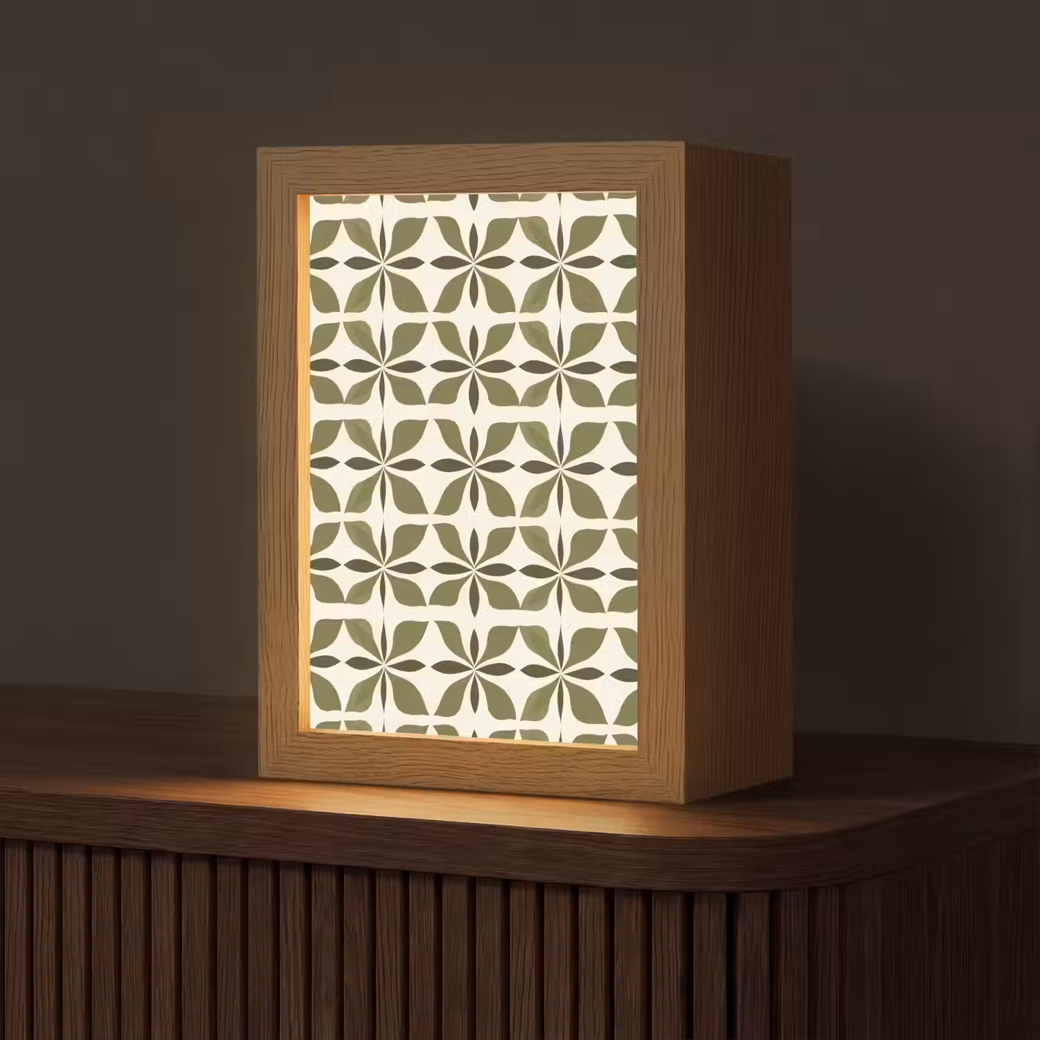 Botanisch - Retro - Groen Light Box met kabel (Tafellamp) klein 925 -z3d_website