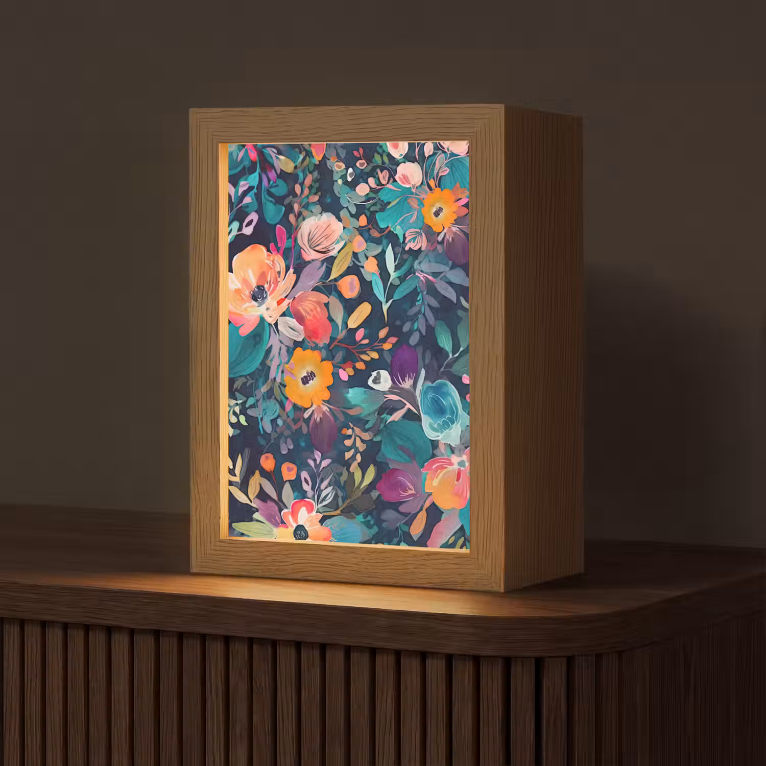 Kleurrijk - Bloemen - Kunst - Natuur - Hippie Light Box met kabel (Tafellamp) klein -z3d_website