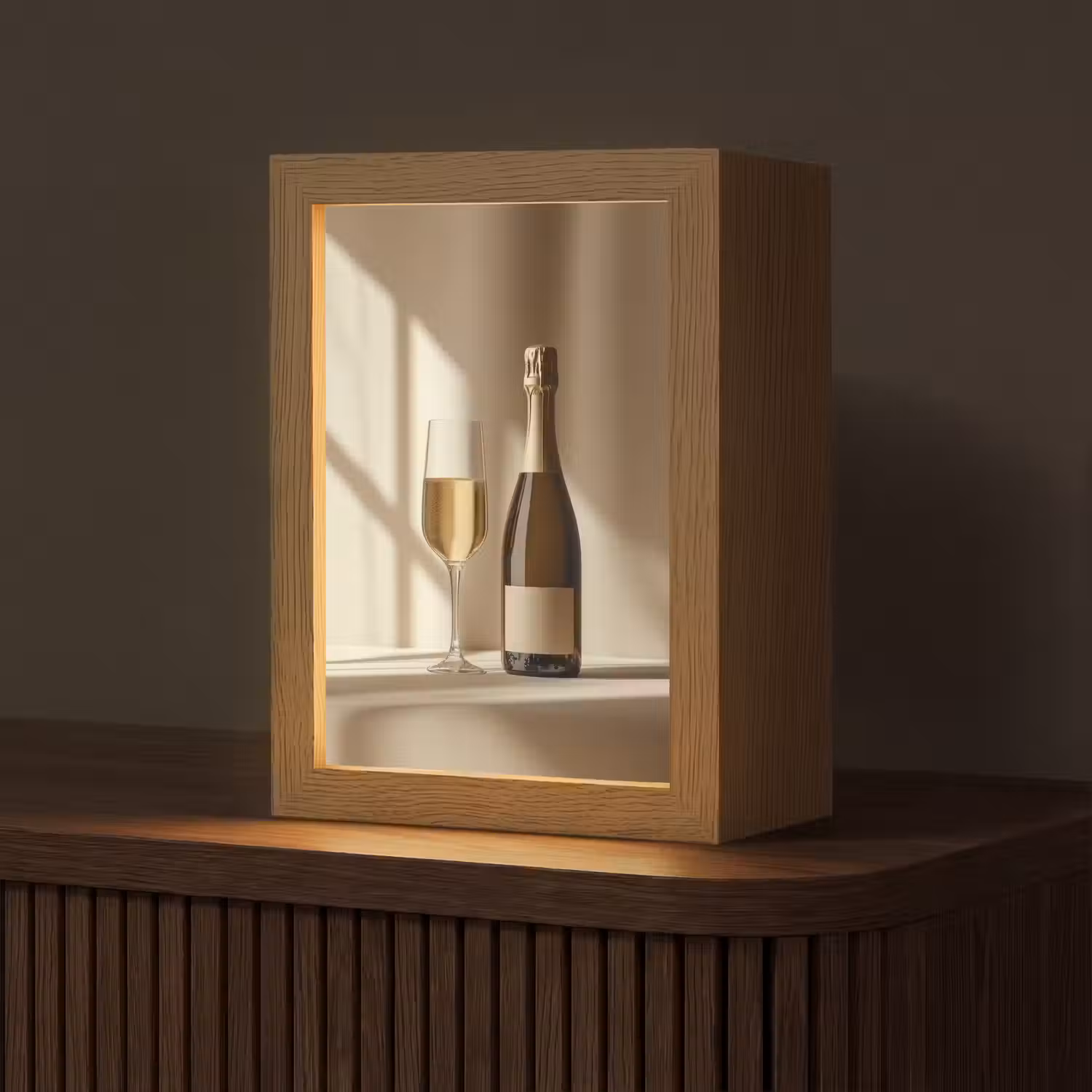 Champagne - Beige - Schaduw - Bubbels Light Box met kabel (Tafellamp) klein -z3d_website