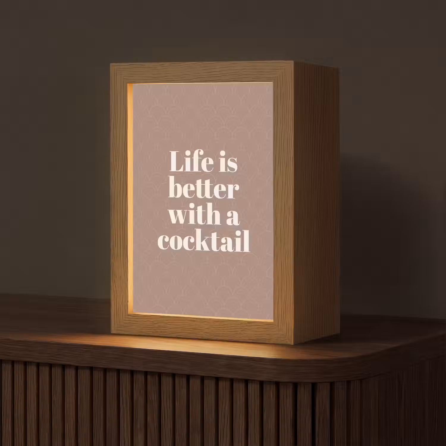Cocktail - Tekst - Patroon - Wit Light Box met kabel (Tafellamp) klein -z3d_website