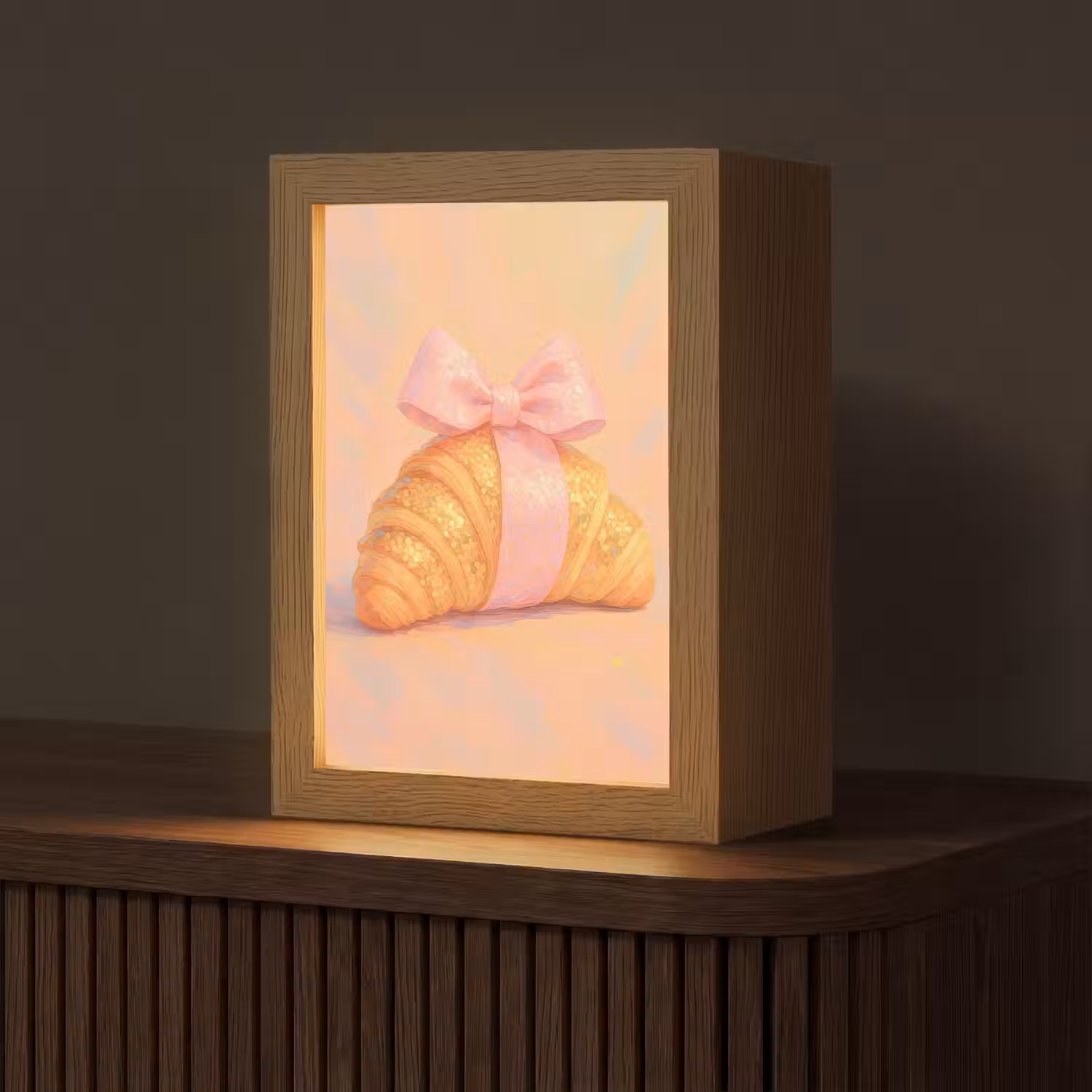 Croissant - Strik - Roze Light Box met kabel (Tafellamp) klein -z3d_website