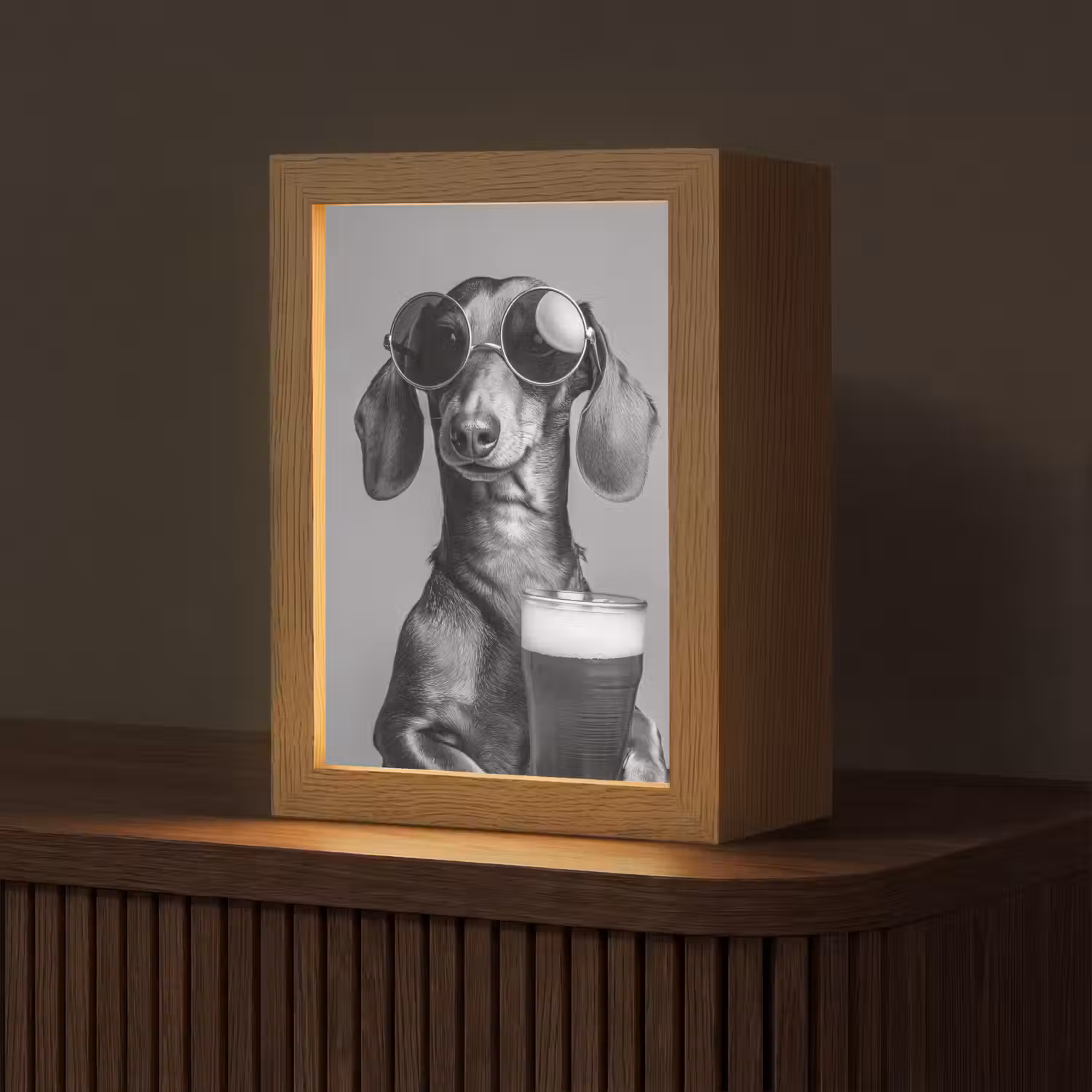 Teckel - Bier - Glas - Bril Light Box met kabel (Tafellamp) klein -z3d_website