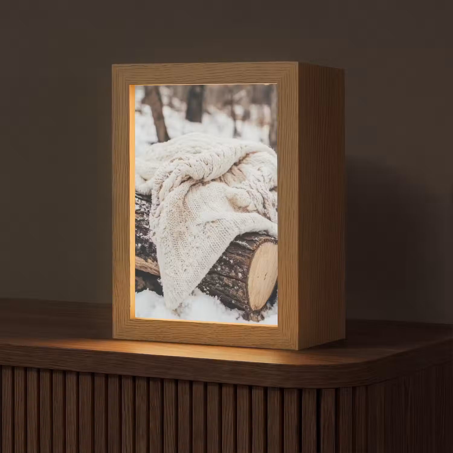 Deken - Wit - Boomstronk - Winter - Sneeuw Light Box met kabel (Tafellamp) klein -z3d_website