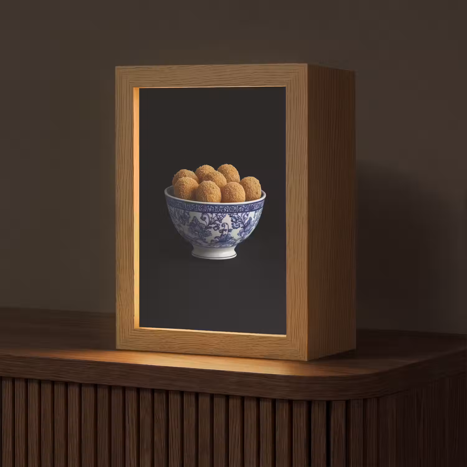 Delfts blauw - Bitterballen - Holland - Schaal Light Box met kabel (Tafellamp) klein -z3d_website