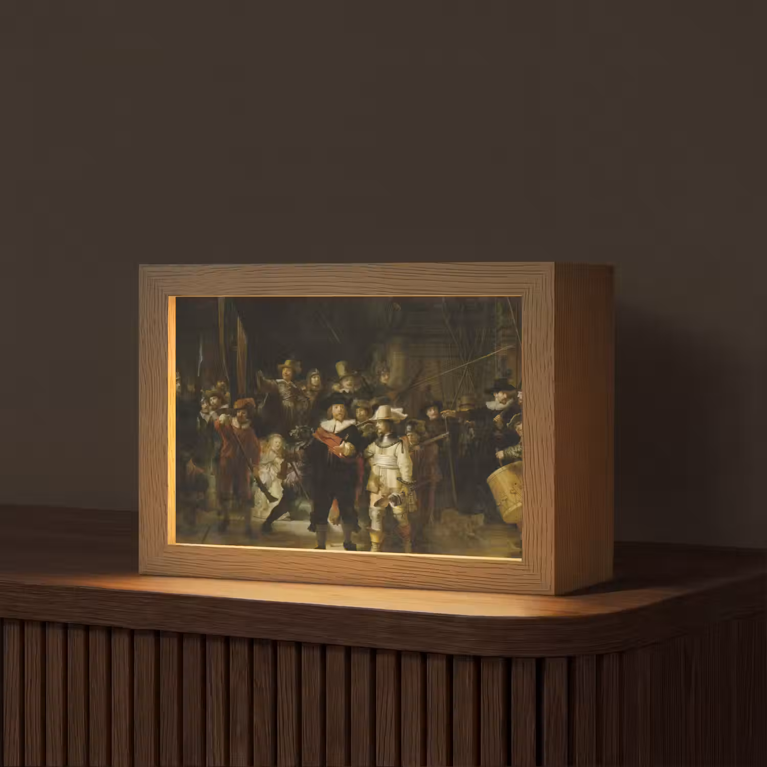 De Nachtwacht - Kunst - Oude meesters - Rembrandt Light Box met kabel (Tafellamp) klein -z3d_website