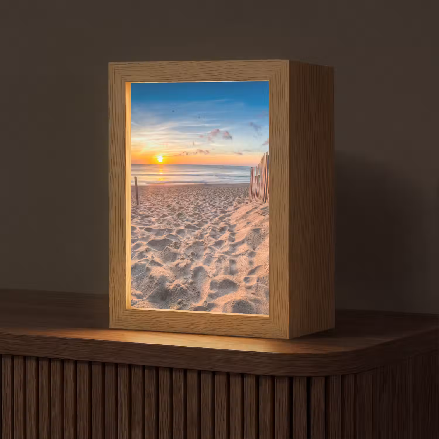 Duinen - Zonsondergang - Strand - Zee - Horizon Light Box met kabel (Tafellamp) klein -z3d_website