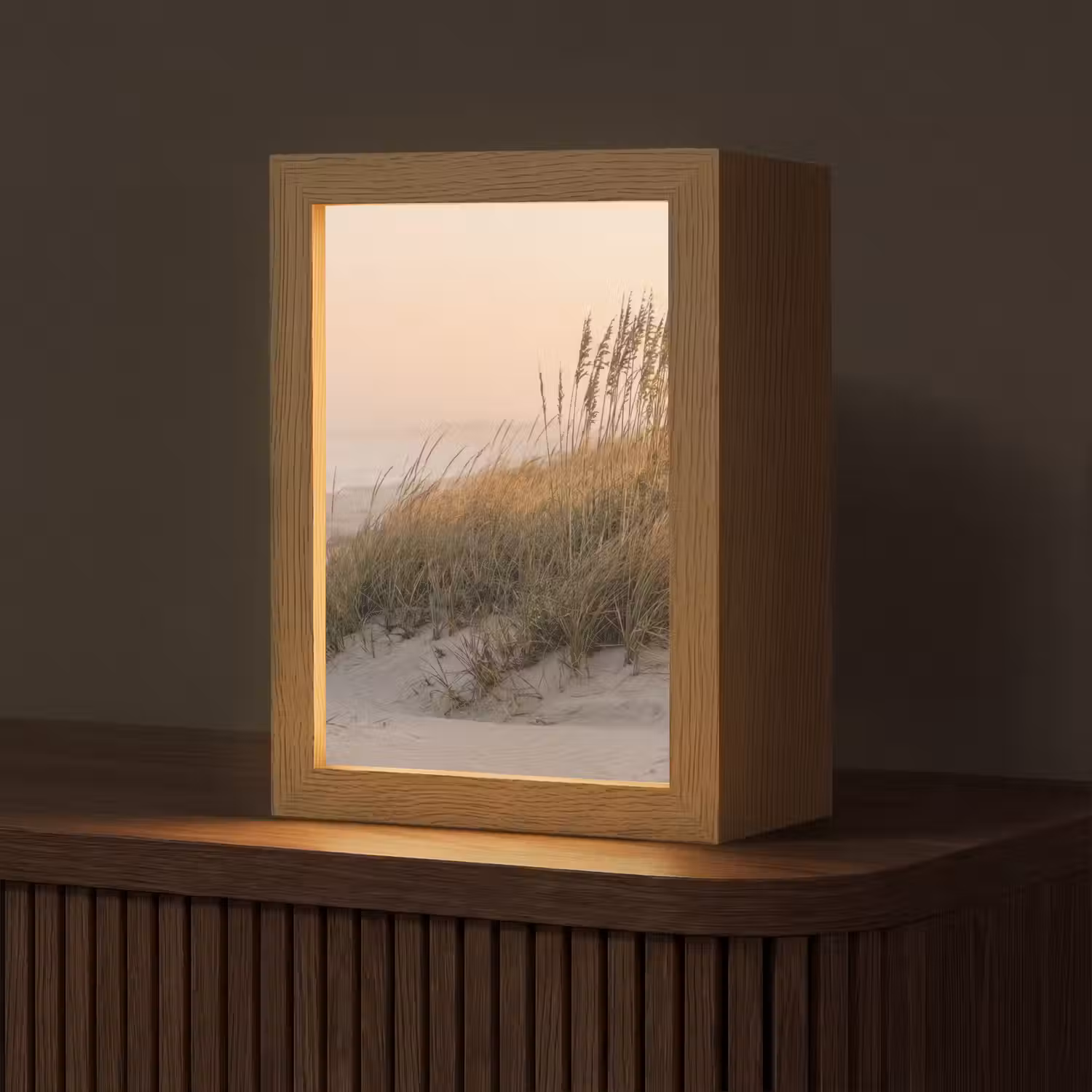 Duinlandschap - Zonsondergang - Strand Light Box met kabel (Tafellamp) klein -z3d_website