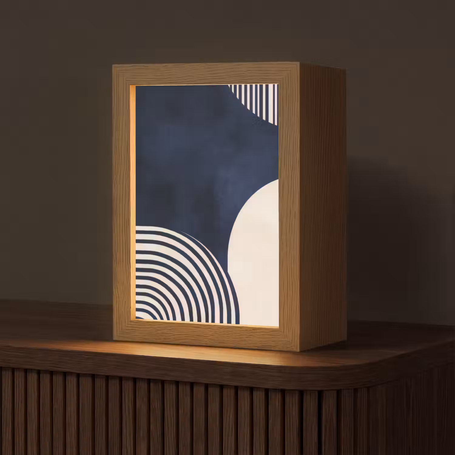 Donkerblauw - Abstract - Lijnen Light Box met kabel (Tafellamp) klein -z3d_website
