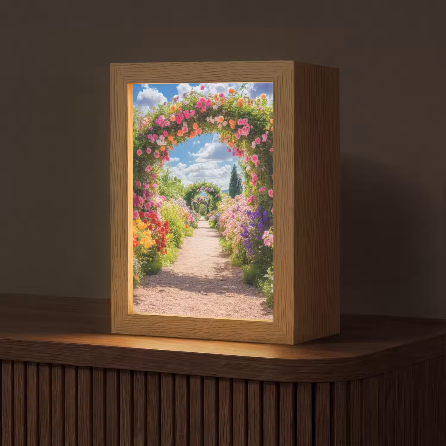 Doorkijk - Bloemen - Kleurrijk - Natuur Light Box met kabel (Tafellamp) klein -z3d_website